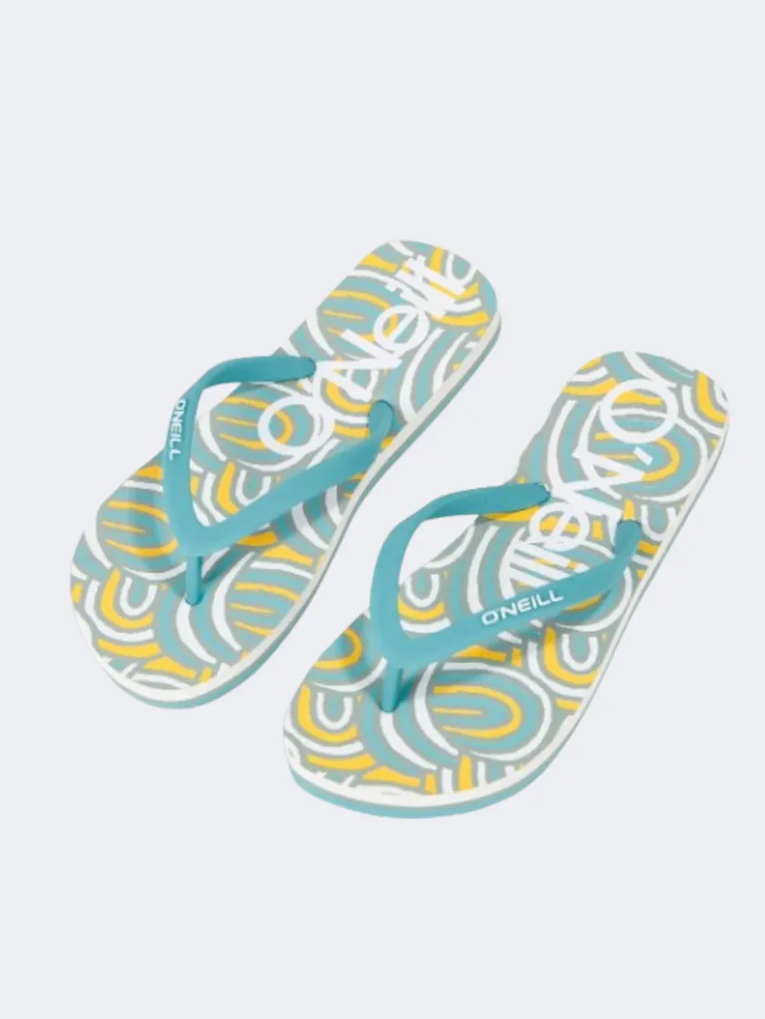 Comfortable ONeill Profile Graphic Girls Beach Sandals Blue Rainbow Stripe