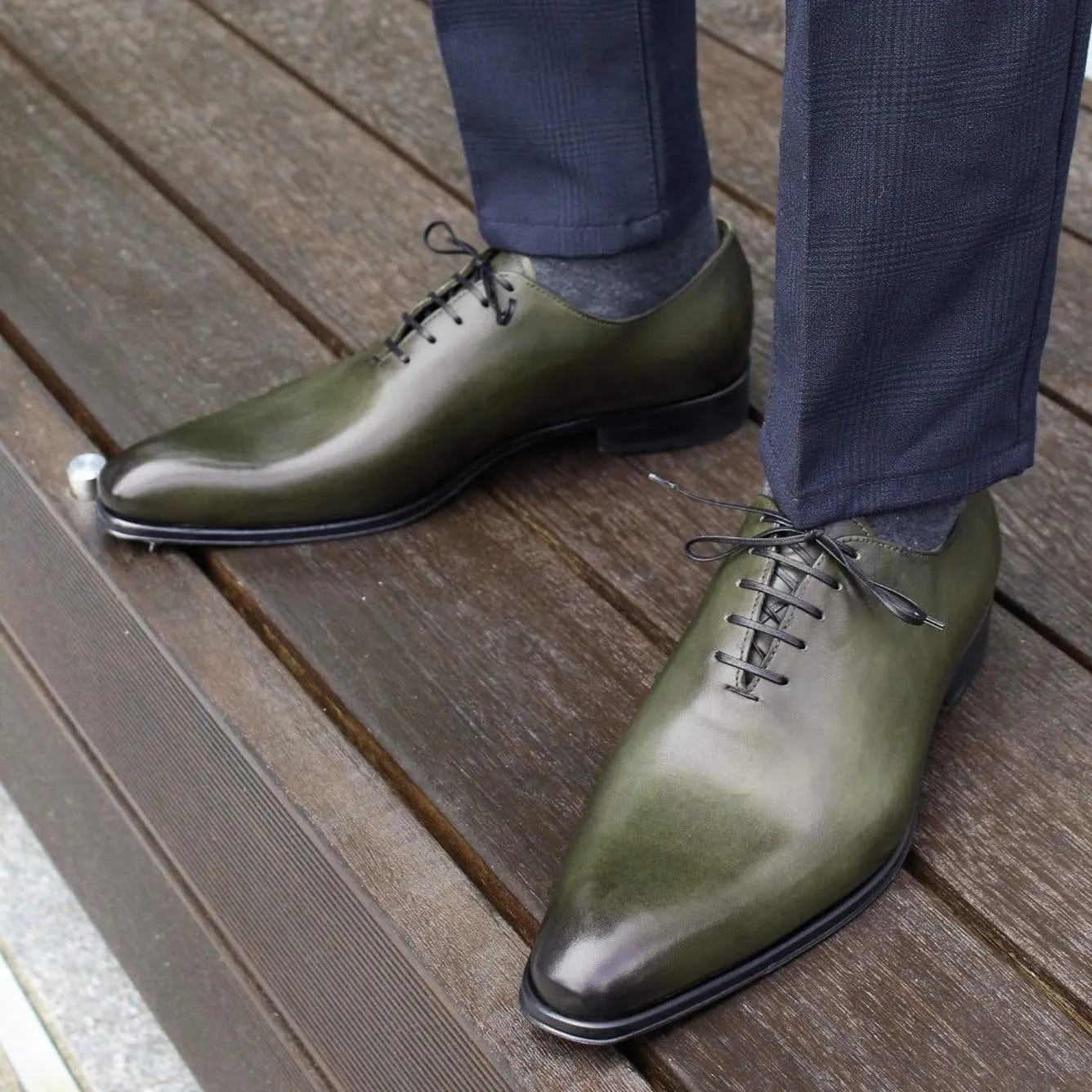 Benson Wholecut Oxford Olive Green Classic Slip On