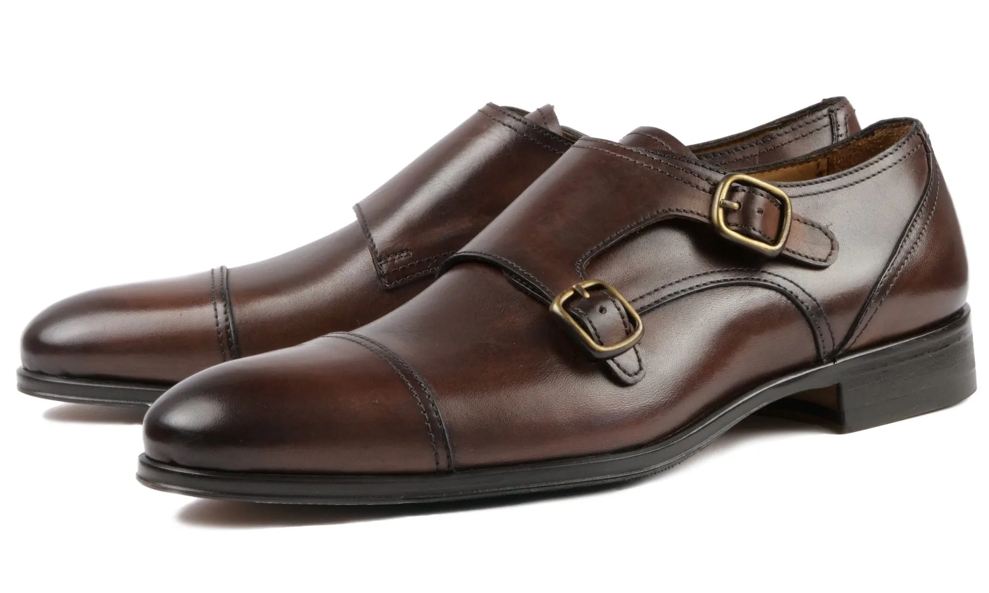Gloss Shine Refined Look Bourne Monk Strap Brown