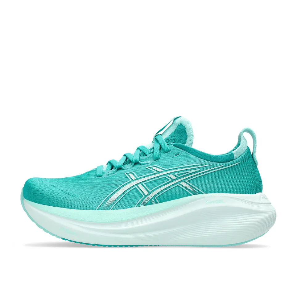 ASICS Women's GEL-NIMBUS 27 Running Shoes in Wave Teal/Illuminate Mint SS25 Gym Essential Comfort - enhanced