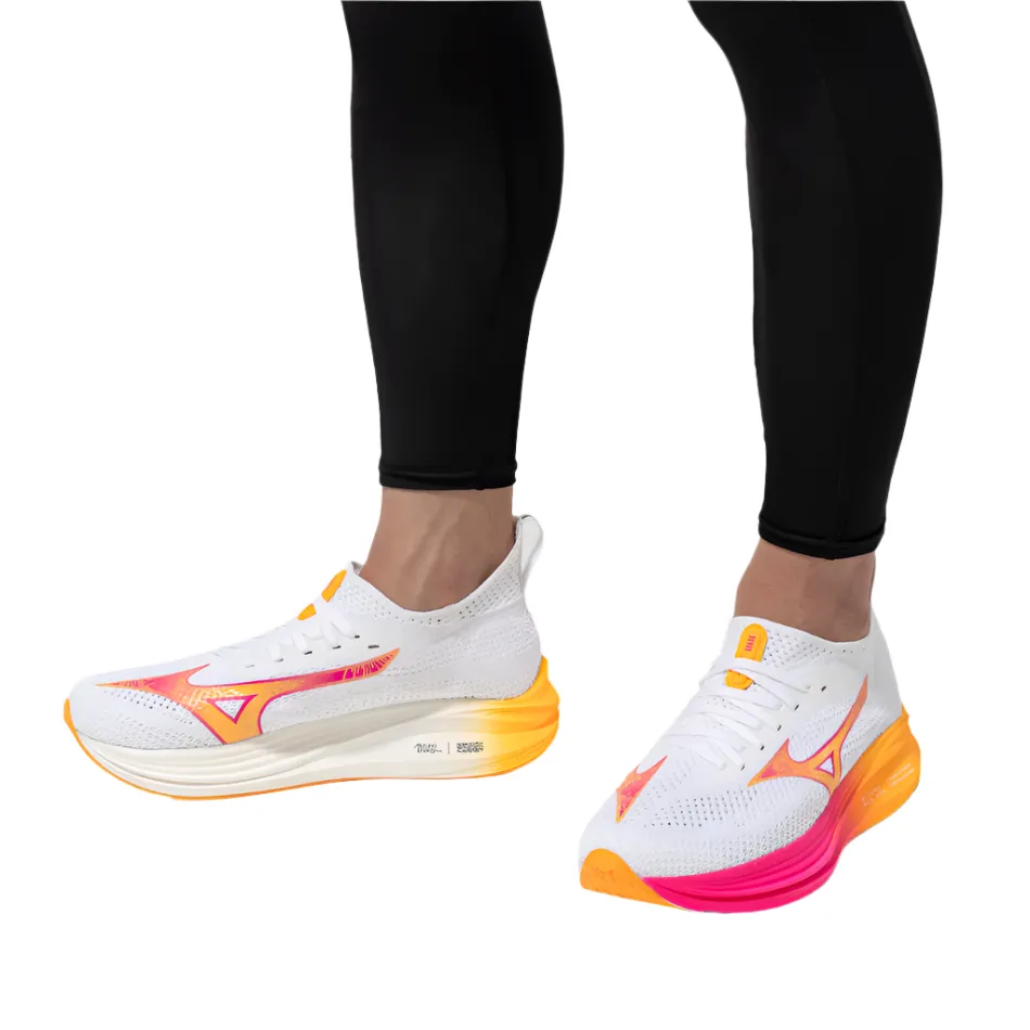 Mizuno Unisex Neo Zen Running Shoes in White/Tang Orange/Pink Tetra AW25 memorable - running