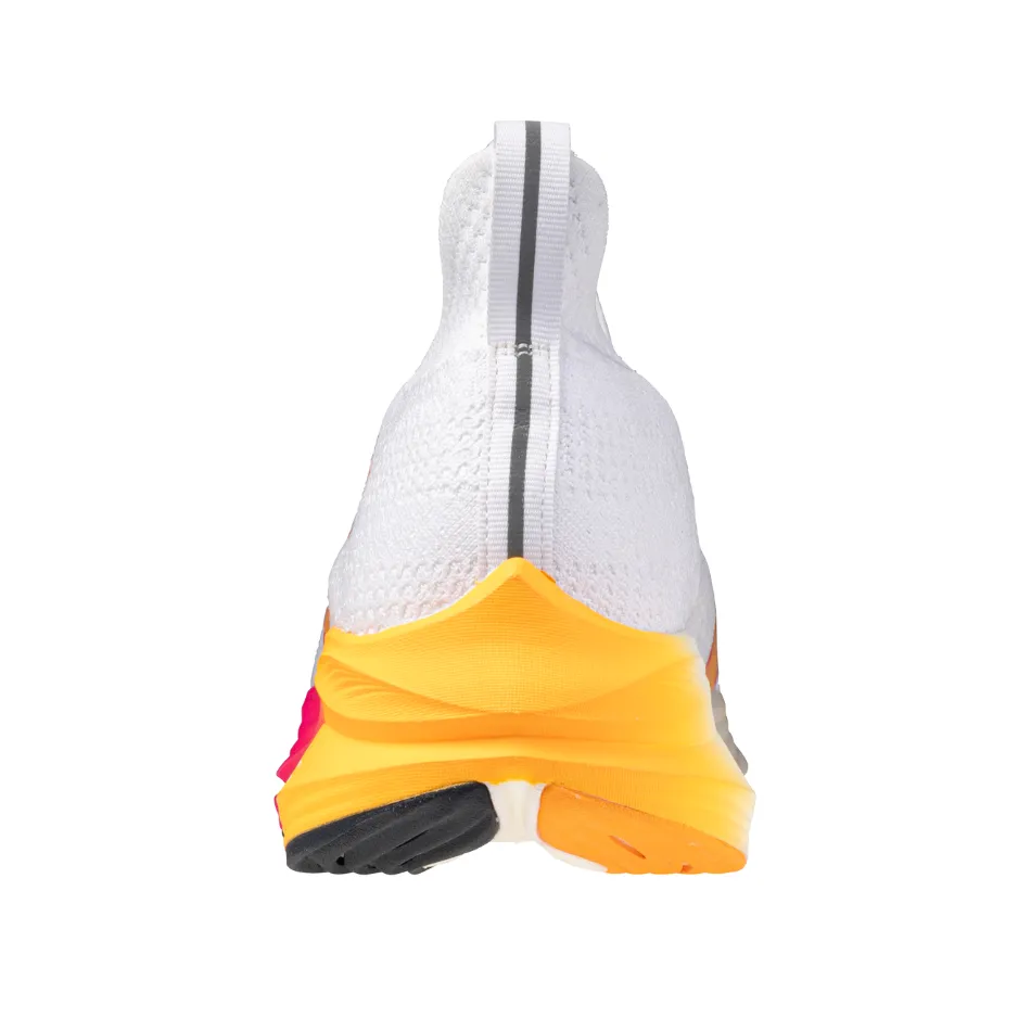 Mizuno Unisex Neo Zen Running Shoes in White/Tang Orange/Pink Tetra AW25 hill training footwear Shockproof