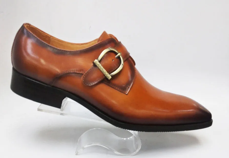 Minimal Stitch Dual Hue Calfskin Monkstrap Rust/Tan
