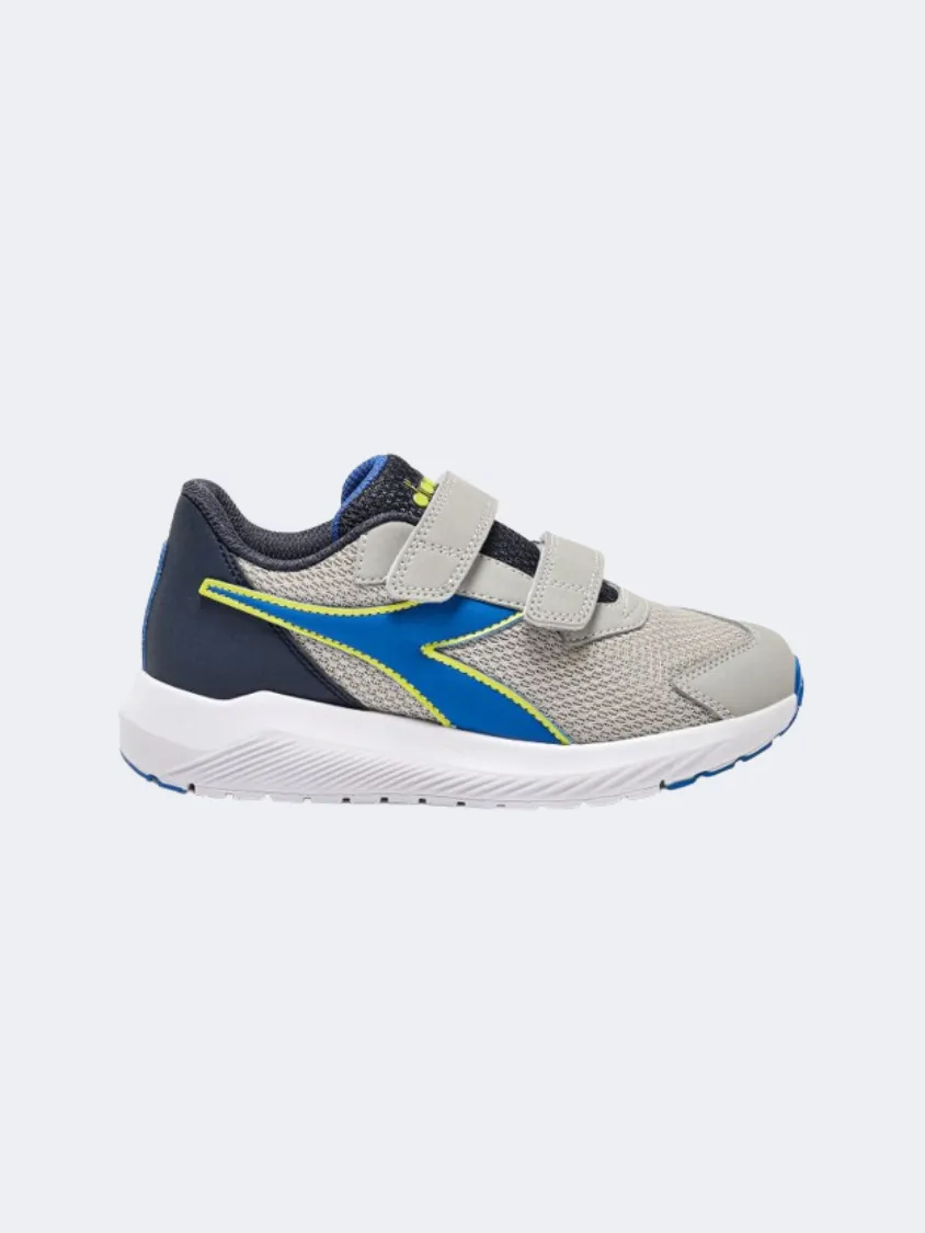 Diadora Falcon 4 V Ps Boys Running Shoes Silver/Blue/Black Gloss Finish