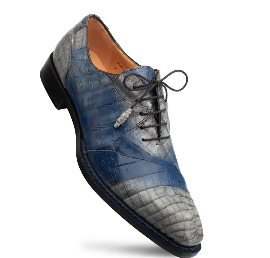 Cushioned Footbed Style: "Pueblo" Crocodile Oxford Grey/Blue