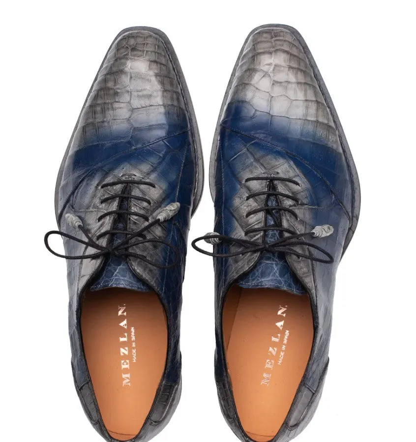 Style: "Pueblo" Crocodile Oxford Grey/Blue Modern Foot Glow