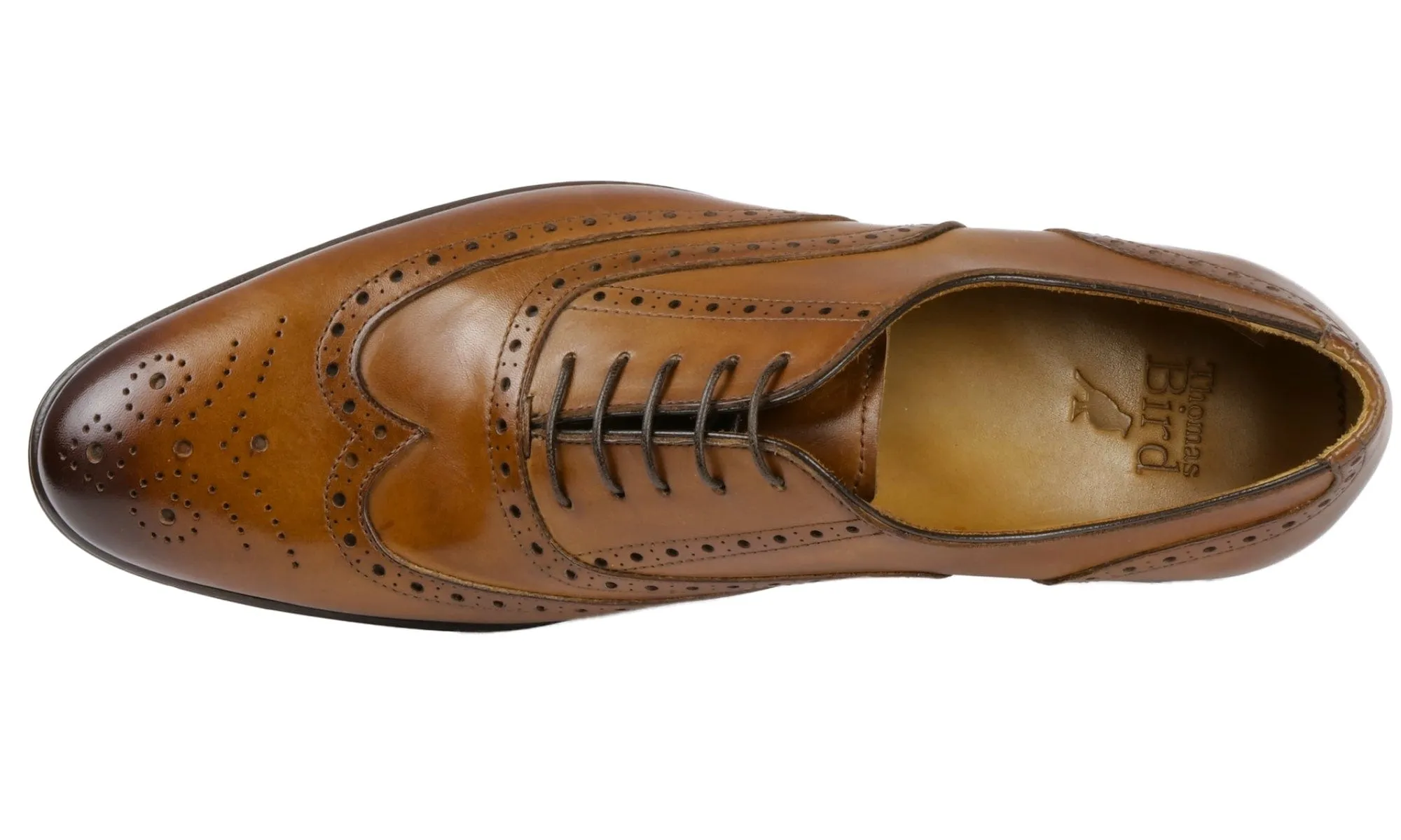 Cambridge Wingtip Oxford Brogue Light Tan Comfort Fit Leather Chic Slip On