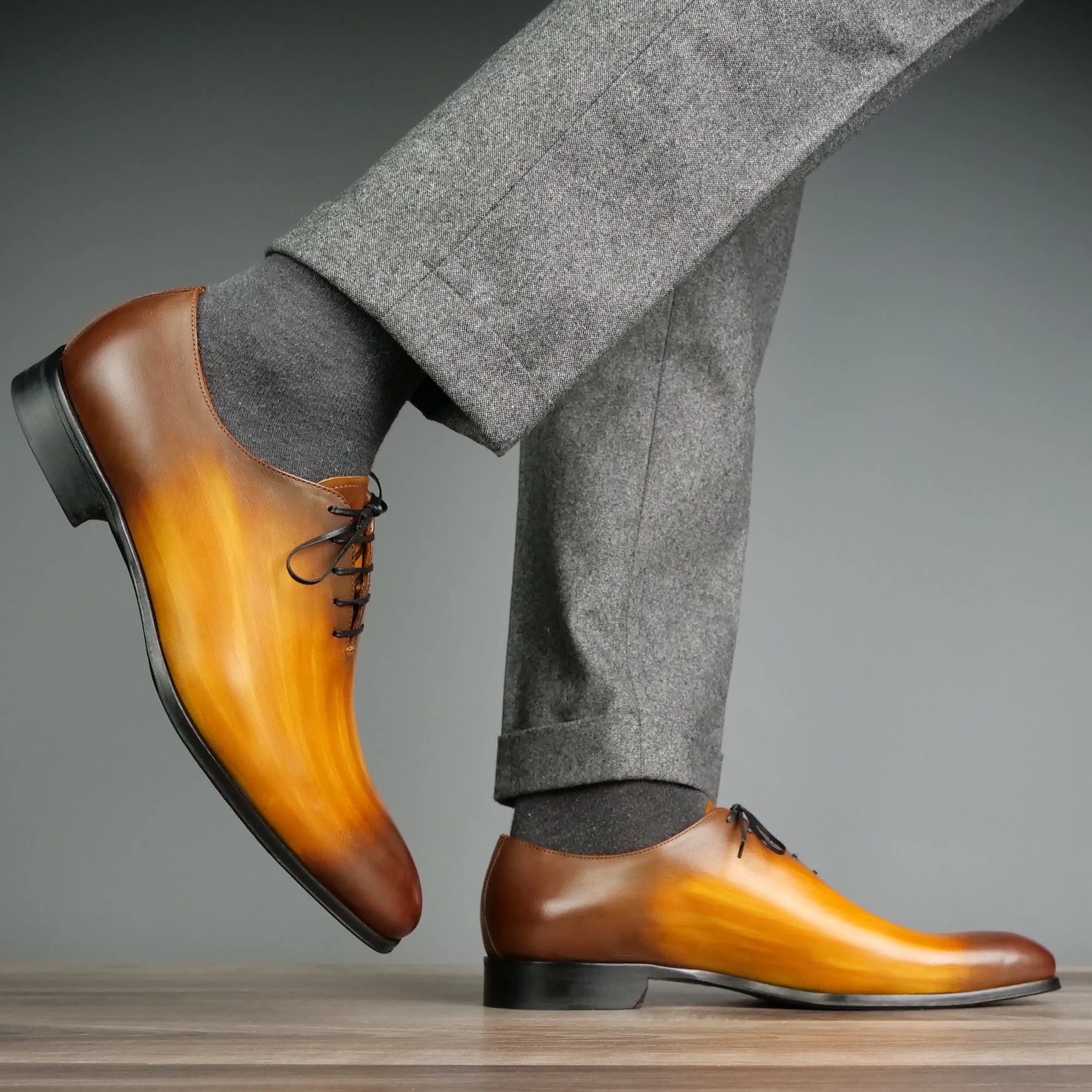 Benson Wholecut Custom Patina Tan Office Wear Leather Step On