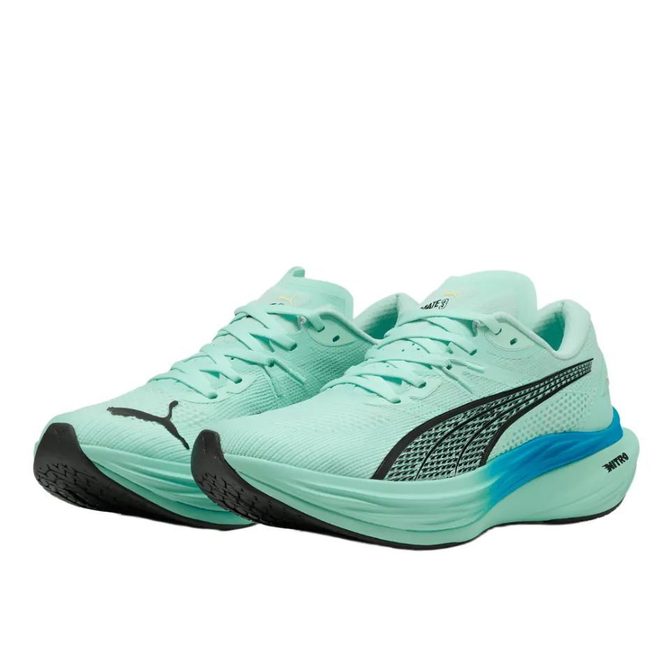 PUMA Men's Deviate NITRO 3 Running Shoes in Mint Melt/Speed Blue AW25 printed - finish - design shoes