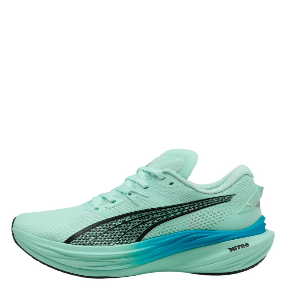 PUMA Men's Deviate NITRO 3 Running Shoes in Mint Melt/Speed Blue AW25 Aerodynamic Shape streamlined - feature shoes