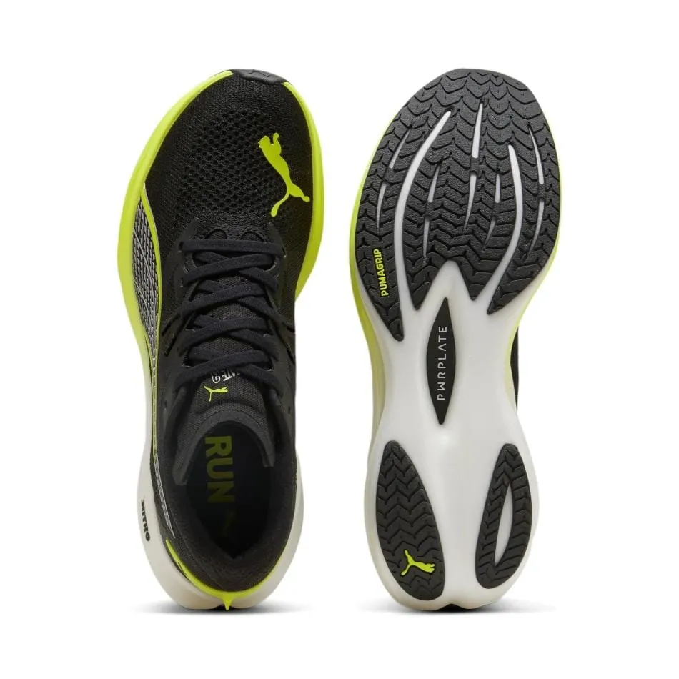 Puma Men's Deviate Nitro 3 Running Shoes in PUMA Black/Yellow Alert SS25 post - workout recovery