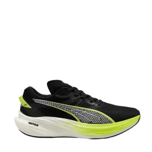 running with headphones running for coordination Puma Men's Deviate Nitro 3 Running Shoes in PUMA Black/Yellow Alert SS25