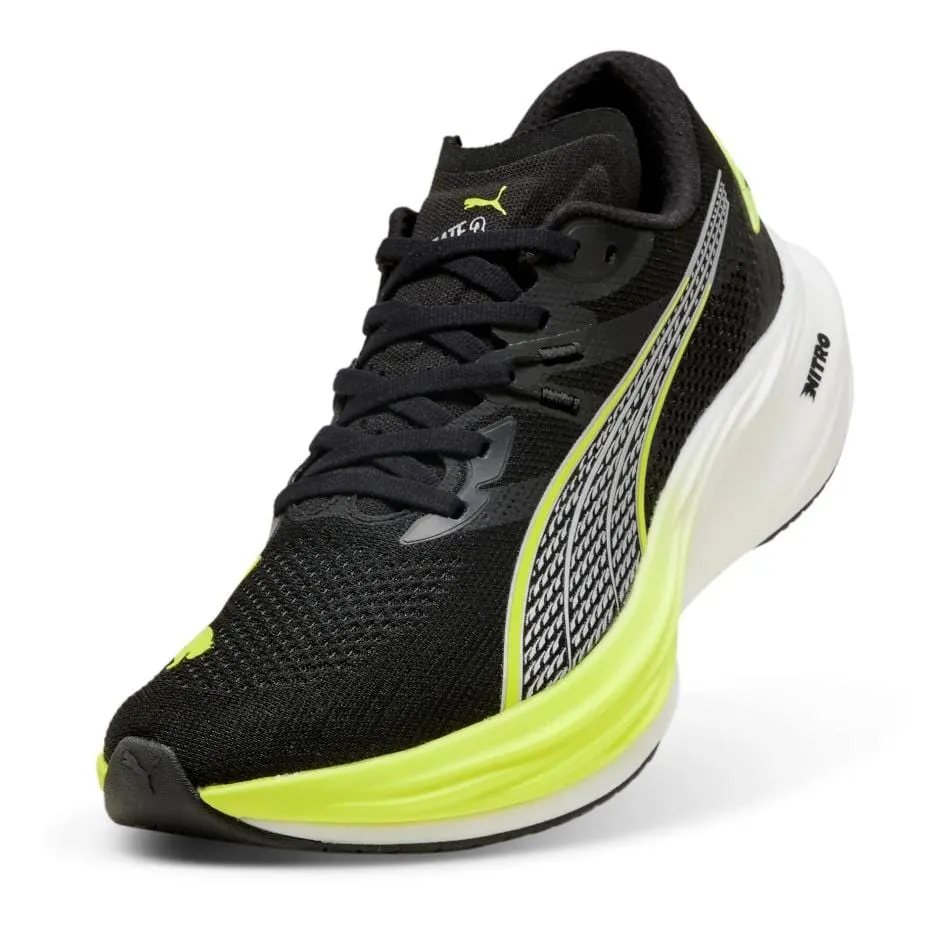 virtual run Puma Men's Deviate Nitro 3 Running Shoes in PUMA Black/Yellow Alert SS25