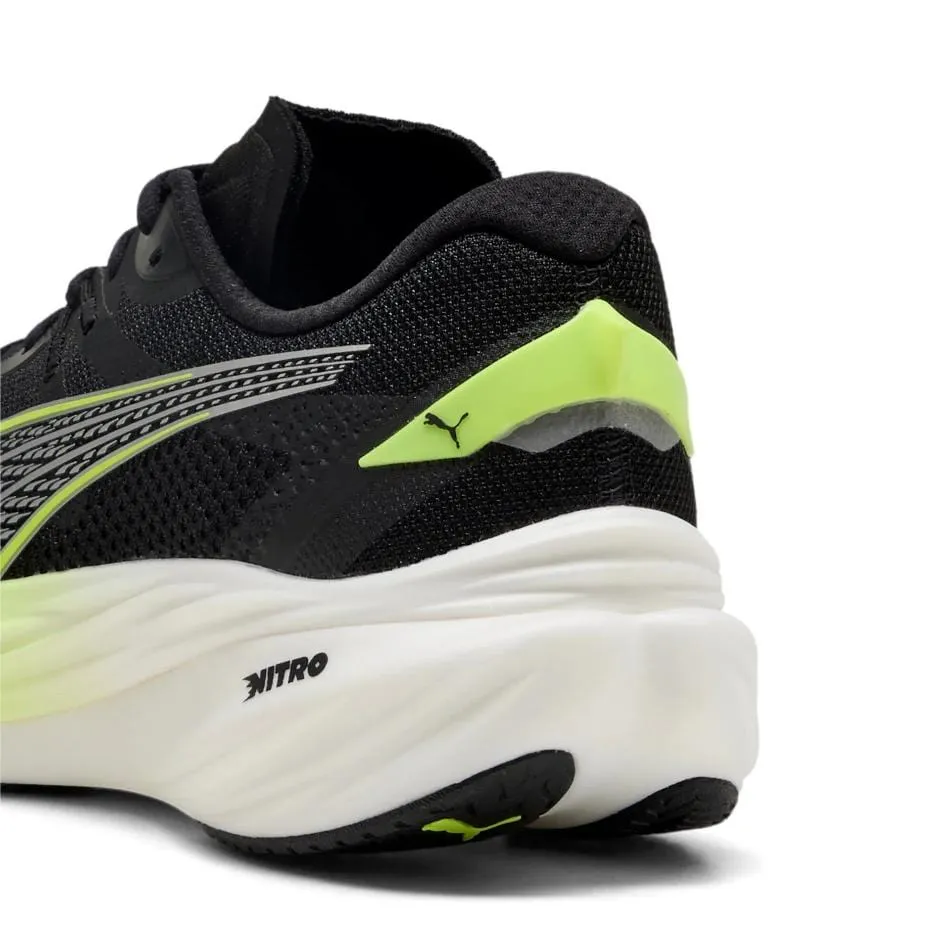Puma Men's Deviate Nitro 3 Running Shoes in PUMA Black/Yellow Alert SS25 hydration ground - feel - feature shoes
