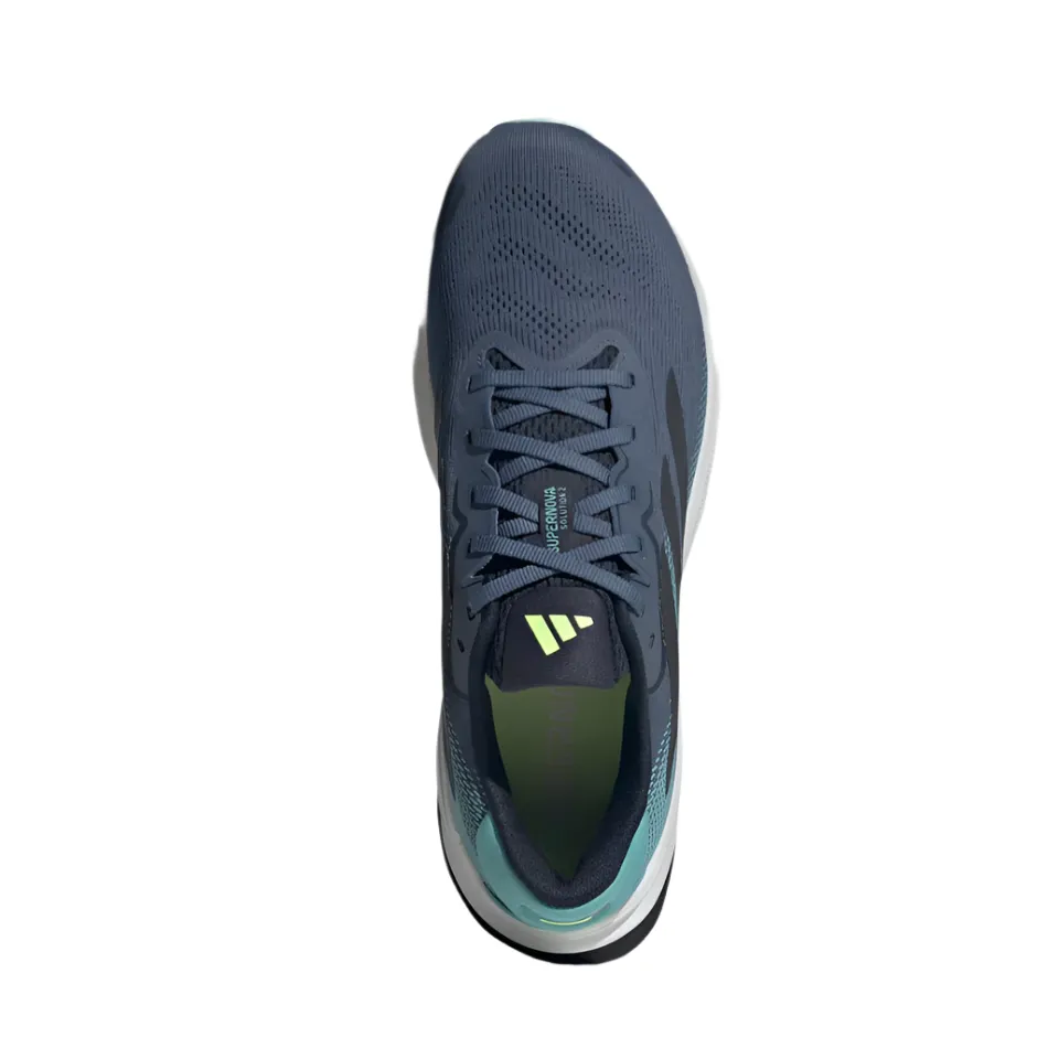Adidas Men's Supernova Solution 2 Running Shoes in Preloved Ink/Legend Ink/Mint Ton AW25 running in hard tracks shoes water - proof