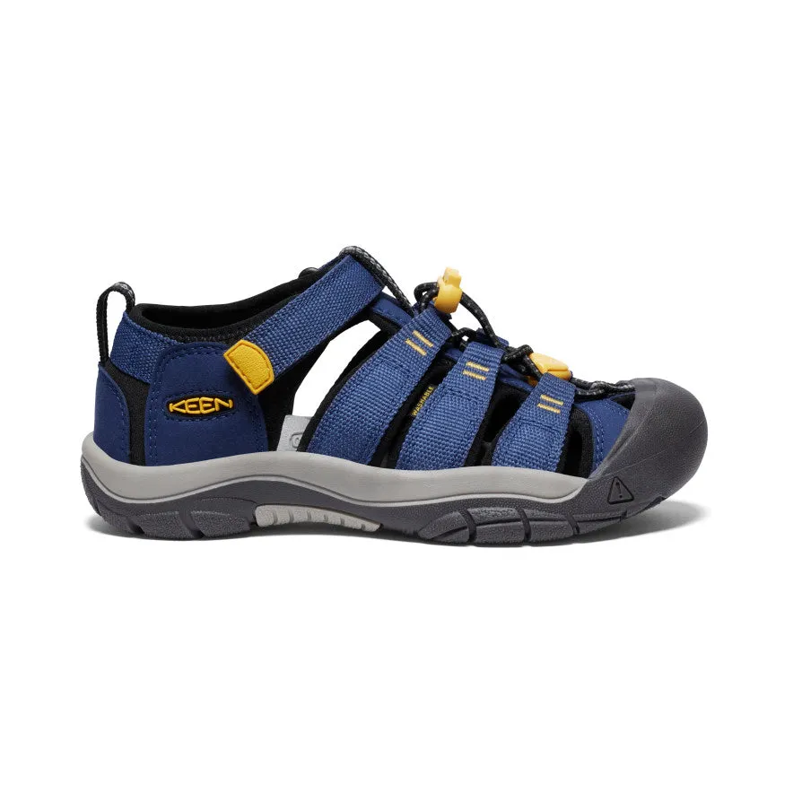 Padded top line softens collar contact with ankle Training Flow Big Kids' Newport H2  |  Naval Academy/Keen Yellow