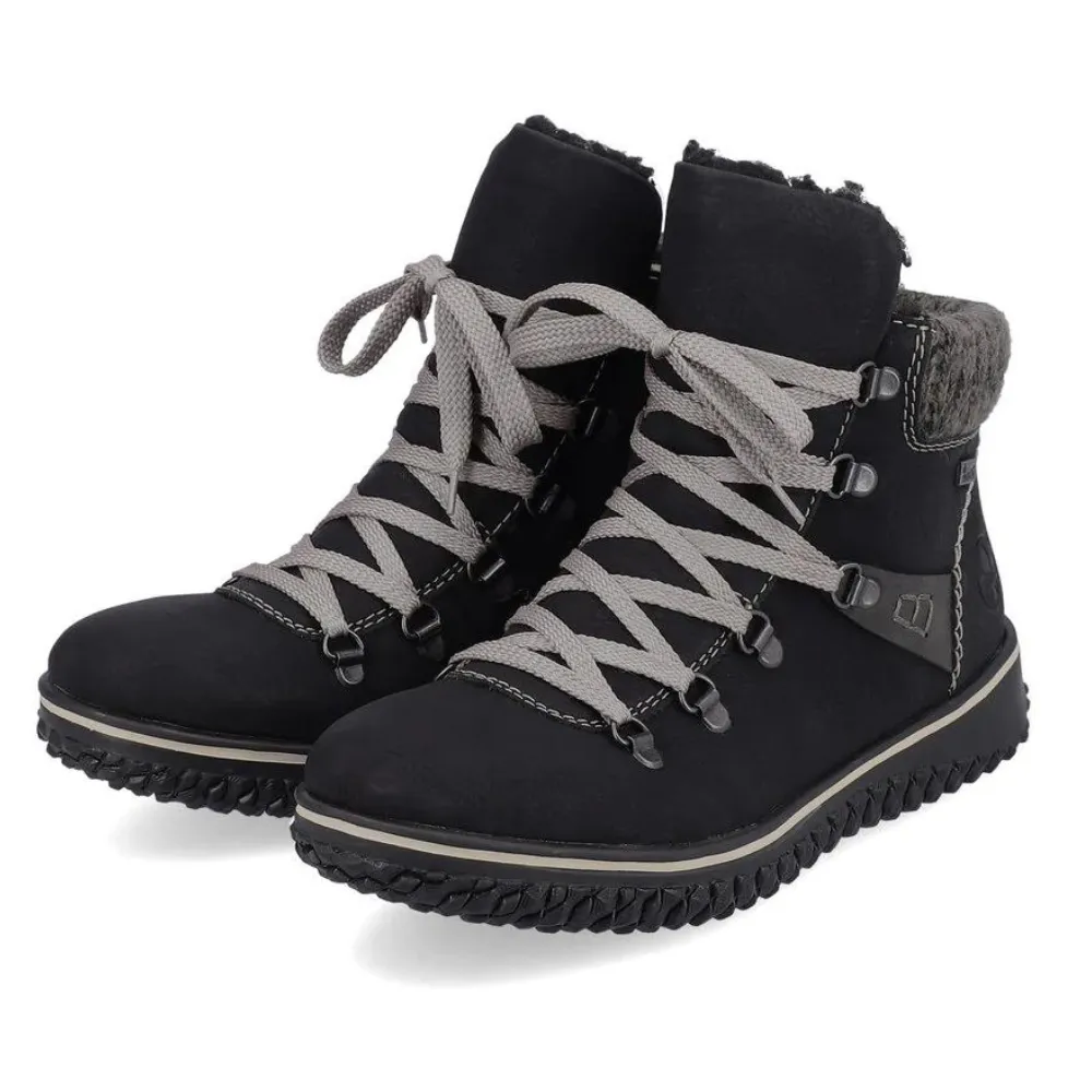 Ventilated Outdoor Snow Rieker Z4238 Cordula Black Leather Hiking Boot (Women's)