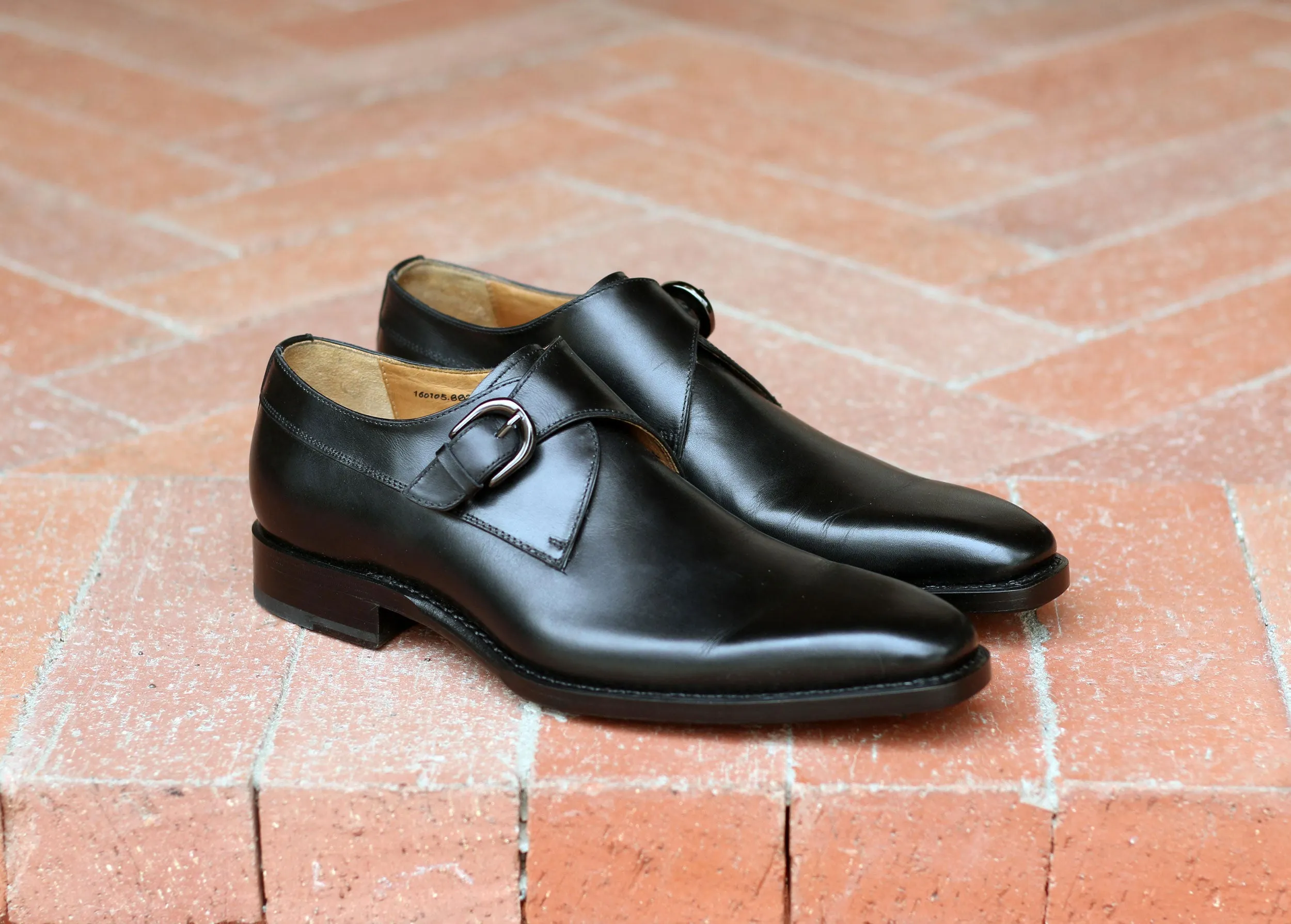 Stylish Look Luxury Mood Burnished Calfskin Monkstrap Black