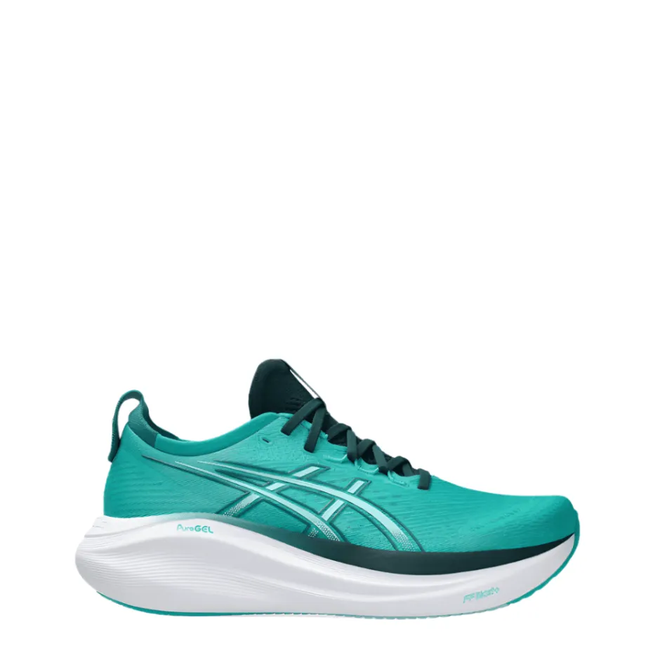 ASICS Men's GEL-NIMBUS 27 Running Shoes in Wave Teal/Saxon Green SS25 traditional shoes