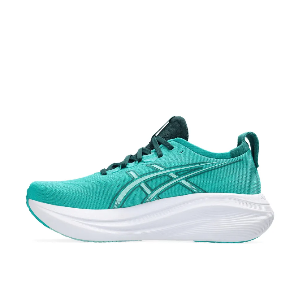 ASICS Men's GEL-NIMBUS 27 Running Shoes in Wave Teal/Saxon Green SS25 Flexible Cushion pointed - toe shoes