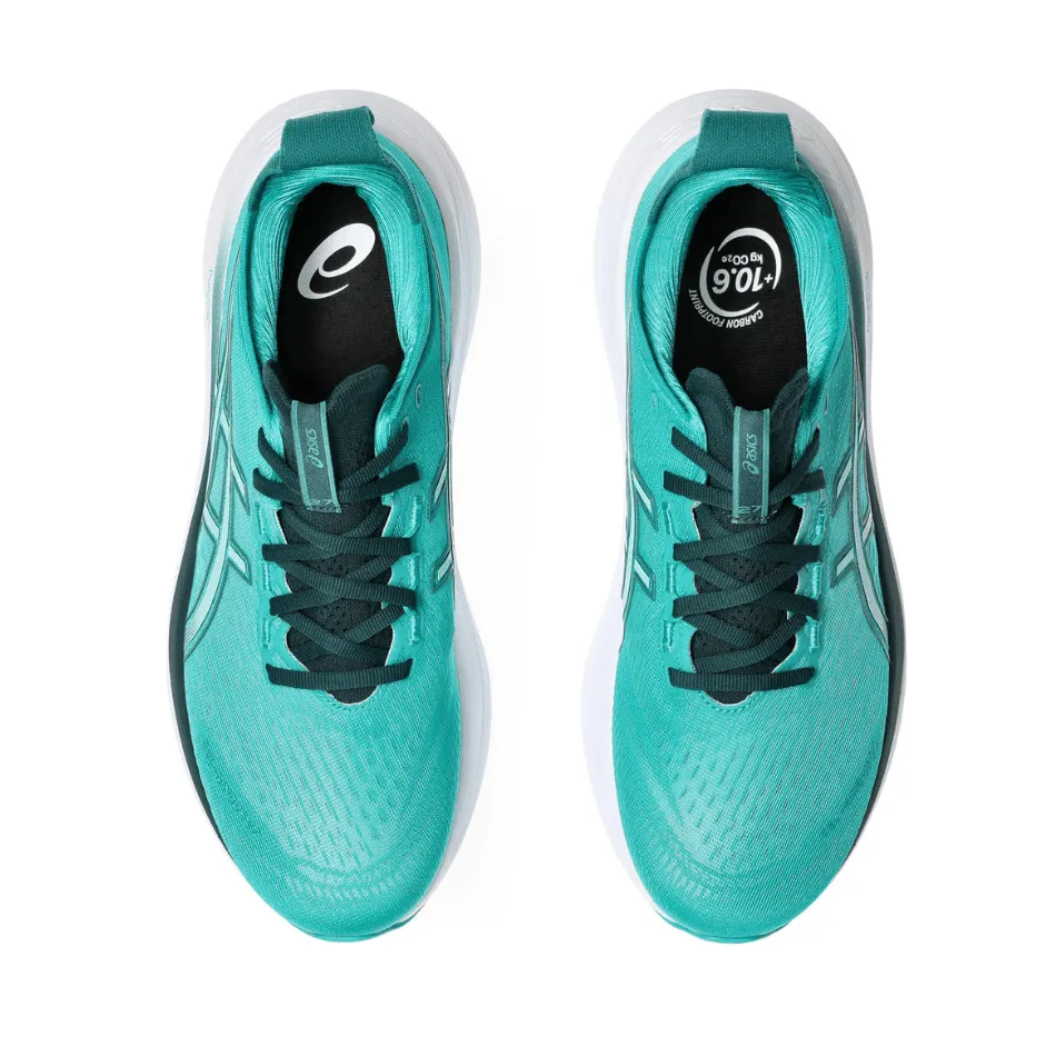 ASICS Men's GEL-NIMBUS 27 Running Shoes in Wave Teal/Saxon Green SS25 LaceUp
