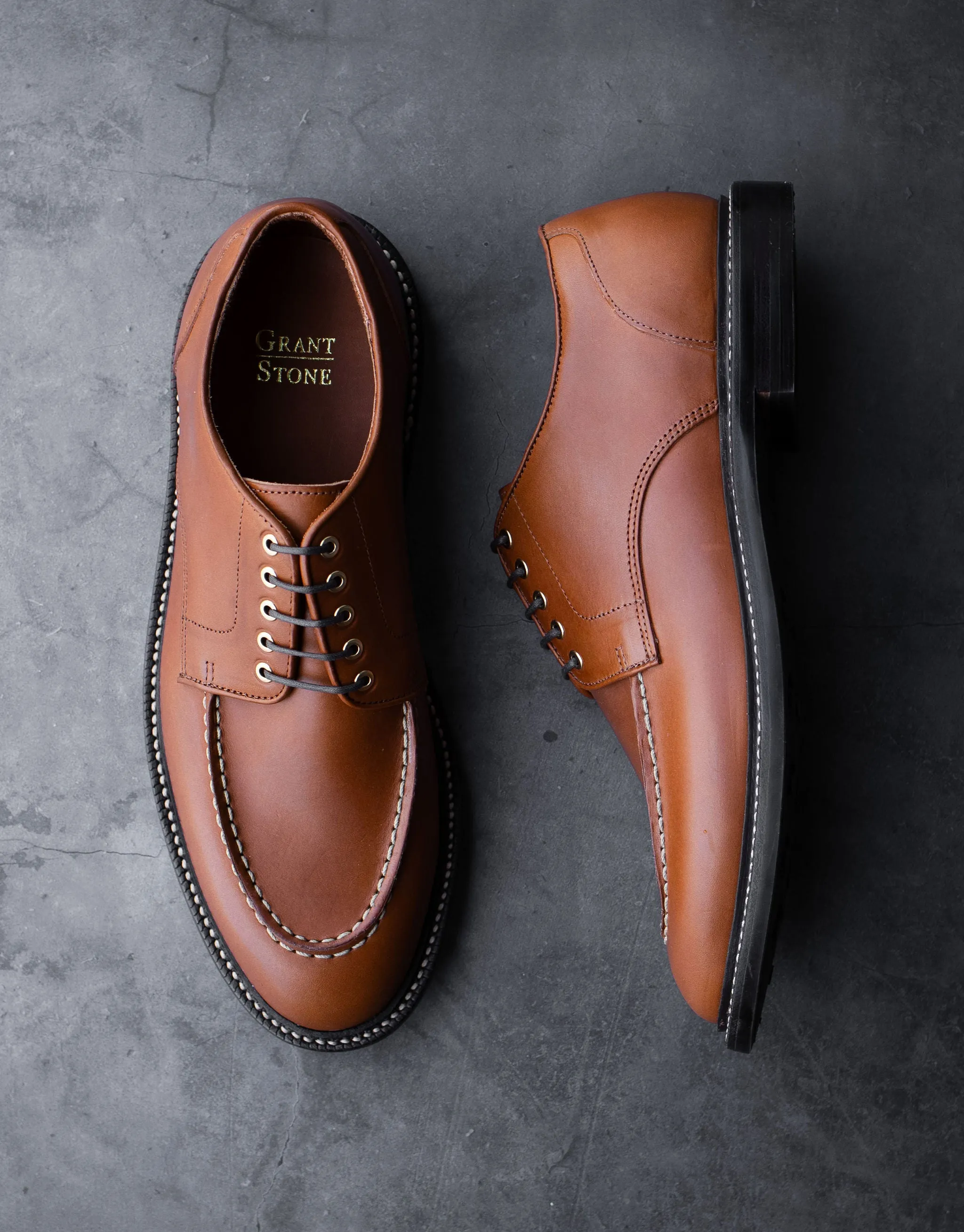 Moc Toe Derby Saddle Tan Smart Office