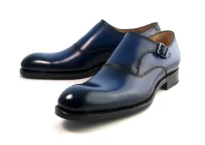 French Shade Burnished Calfskin "Fred" Monkstrap Navy