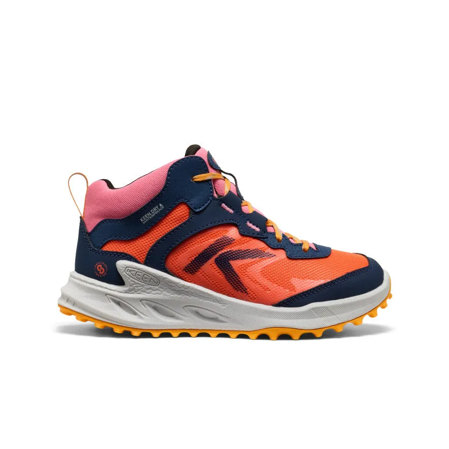 Engineered to follow the foot??s anatomical line Stable Cushion Big Kids' Zionic Waterproof Boot  |  Naval Academy/Nasturtium