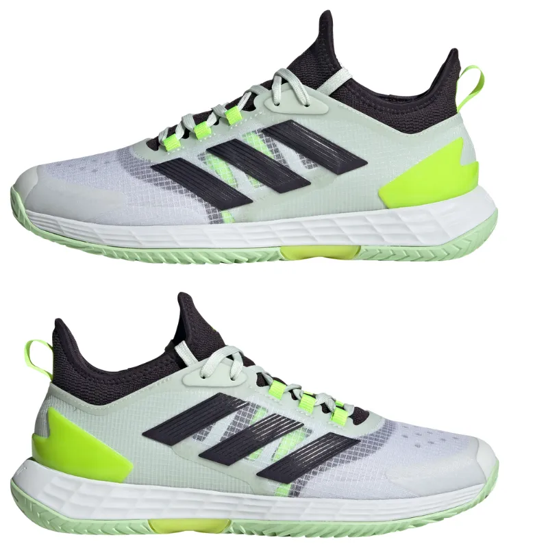 College students Adidas Adizero Ubersonic 4.1 Tennis Shoes - White/Black/Lucid Lemon