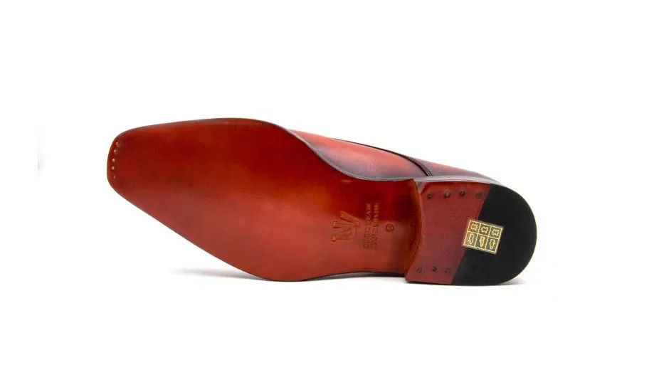 "Edward Sr." Burnished Calfskin Monkstrap Shoe Camel Bespoke Fit