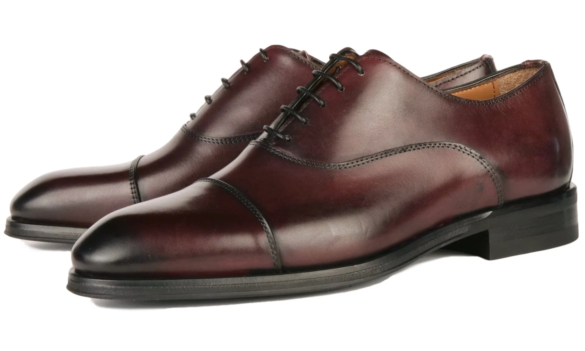 Eton Cap Toe Oxford Oxblood Vibram Sole Comfort Fit Leather