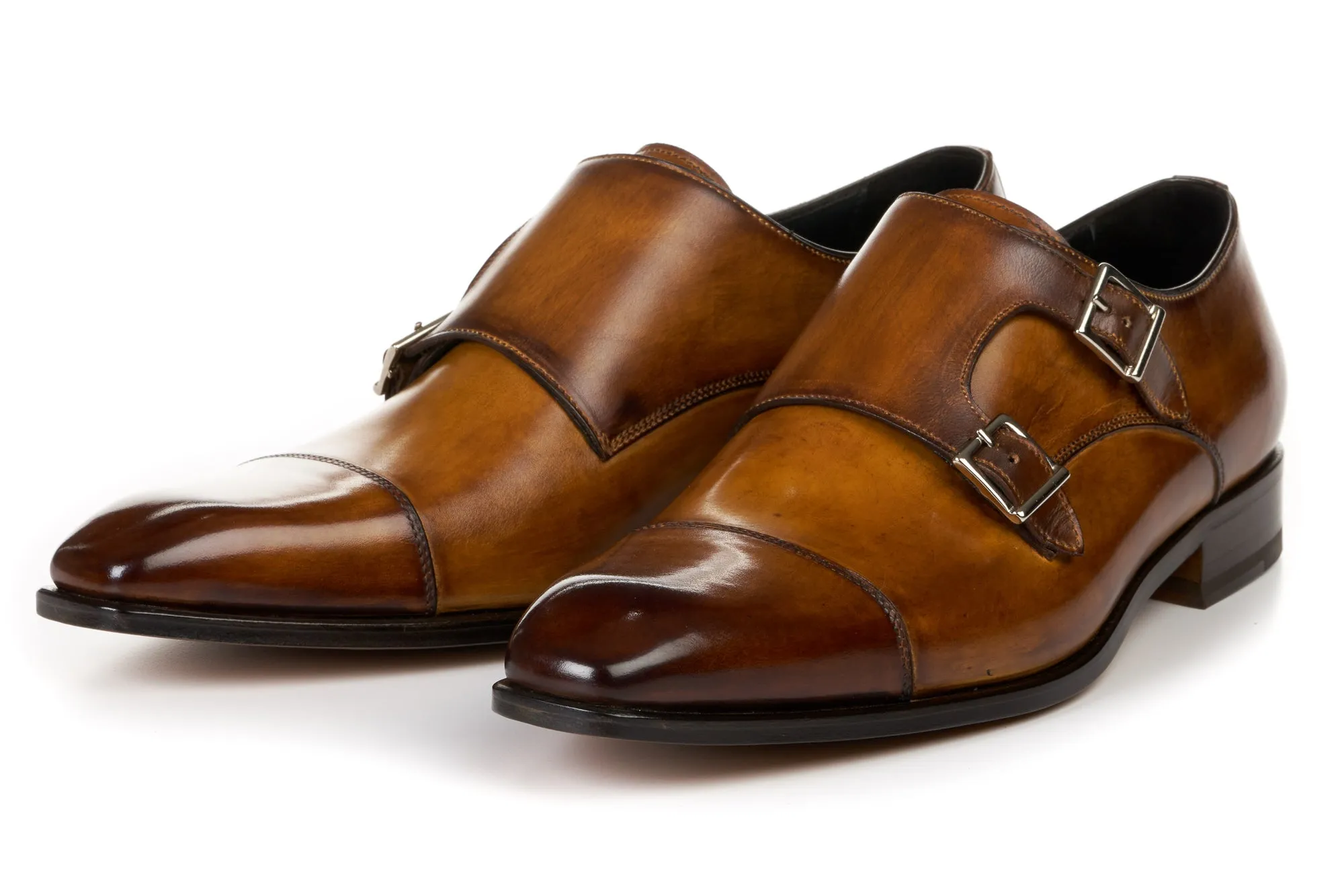Classic Look Bold Move The Burton Double Monk Strap - Tobacco