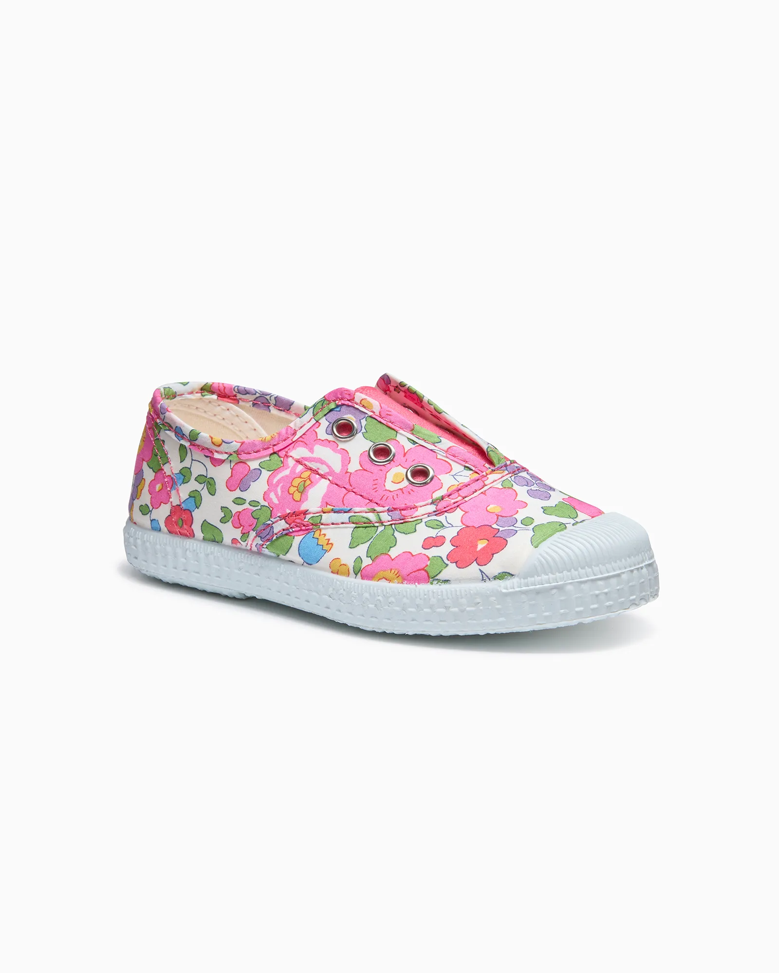 Support Motion Hampton Canvas Plum Print Plimsolls in Pink Betsy