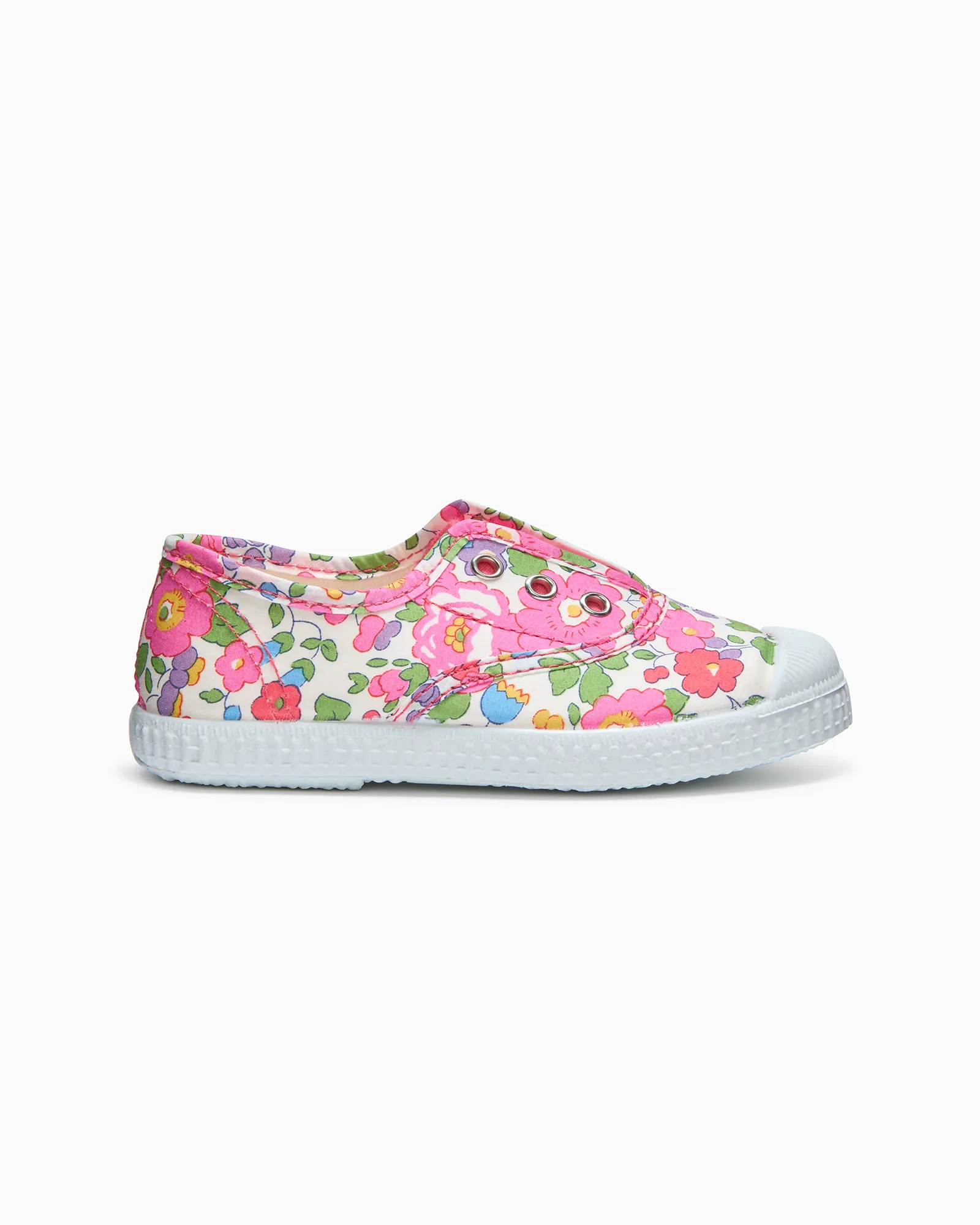 Hampton Canvas Plum Print Plimsolls in Pink Betsy day trip Turn Step