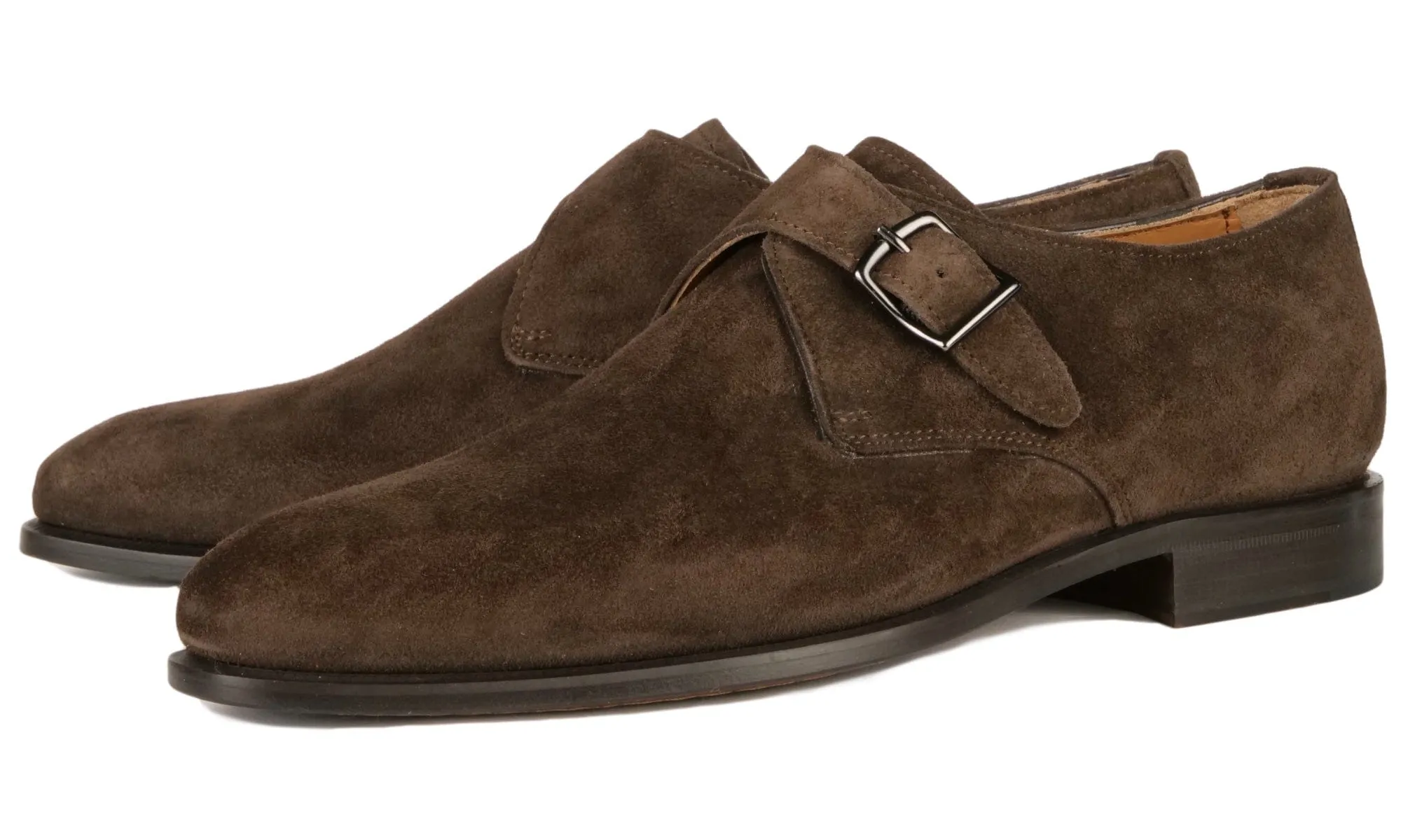 Brooklyn Single Monk Strap Brown Suede Bespoke Made Simple Cut