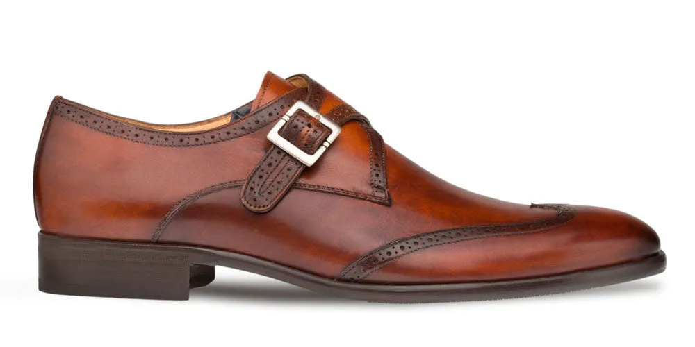 Mezlan Forest Monkstrap Shoe Cognac Suede Touch