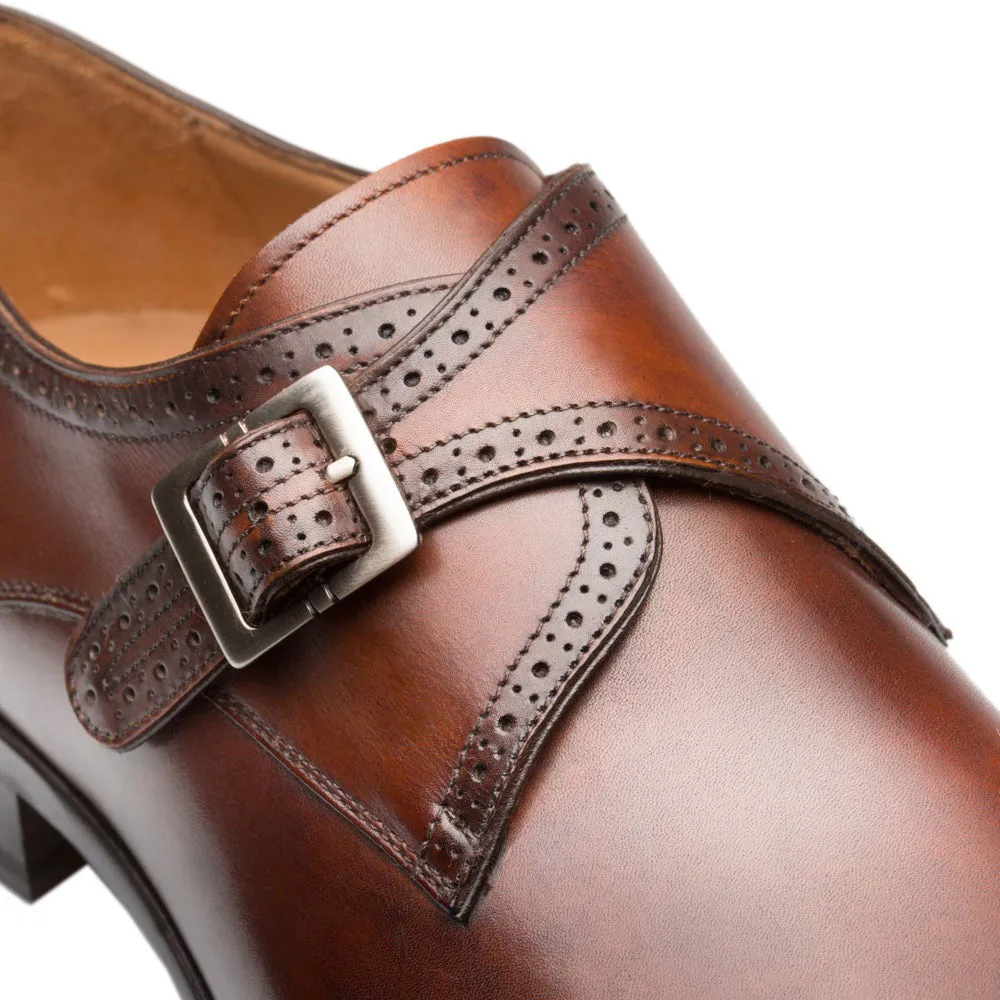 Secure Grip Mezlan Forest Monkstrap Shoe Cognac