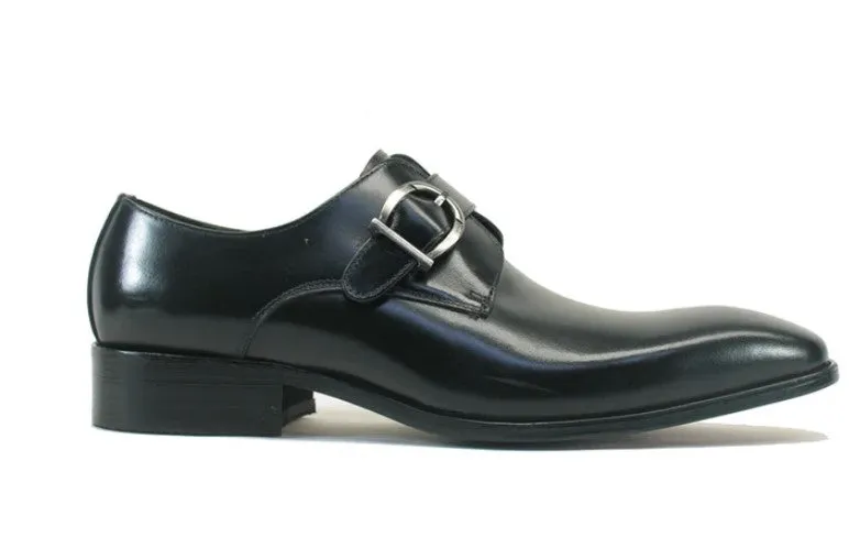 Mark Guard Bright Hue Burnished Calfskin Monkstrap Black