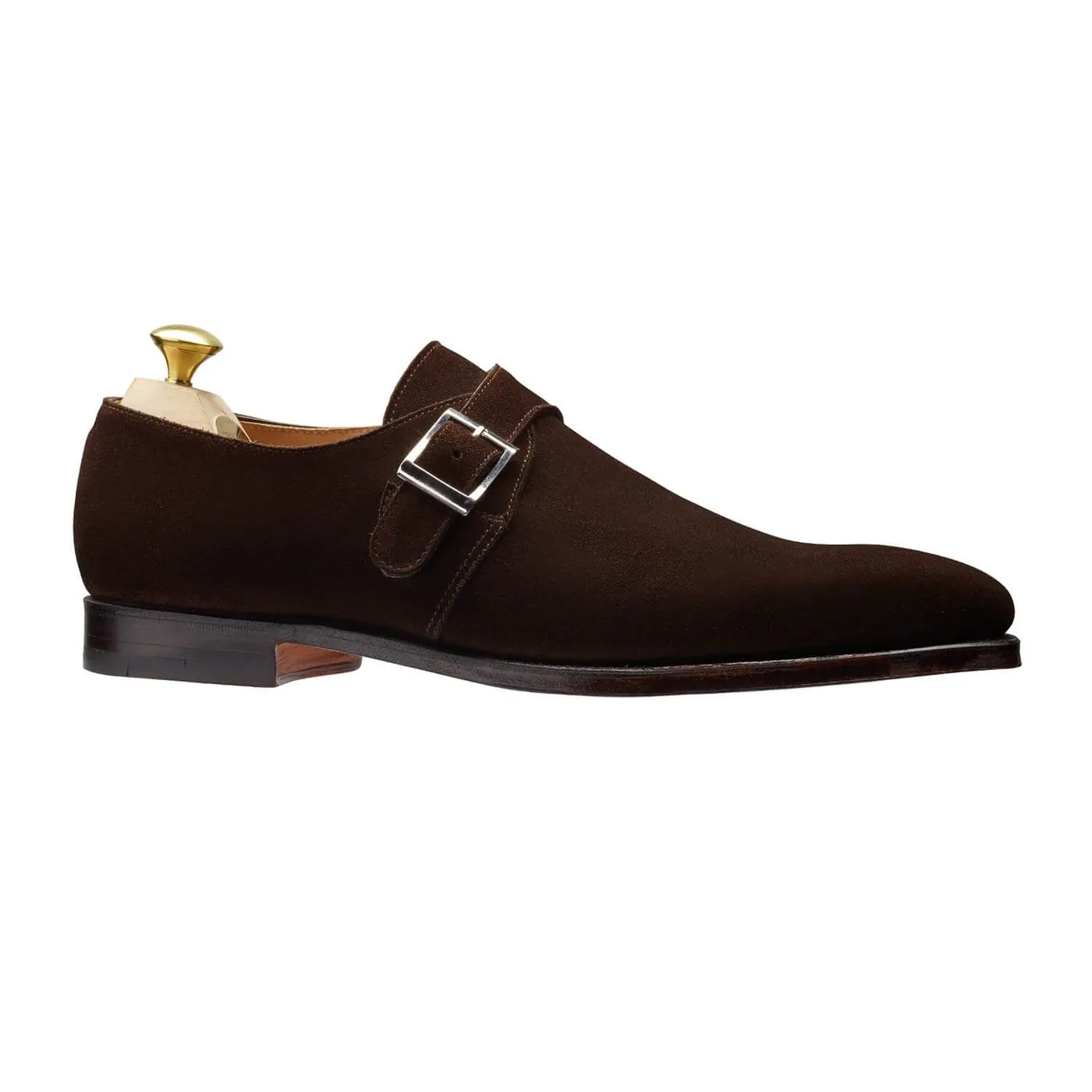 Monkton Dark Brown Calf Suede Guest Look Patent Finish