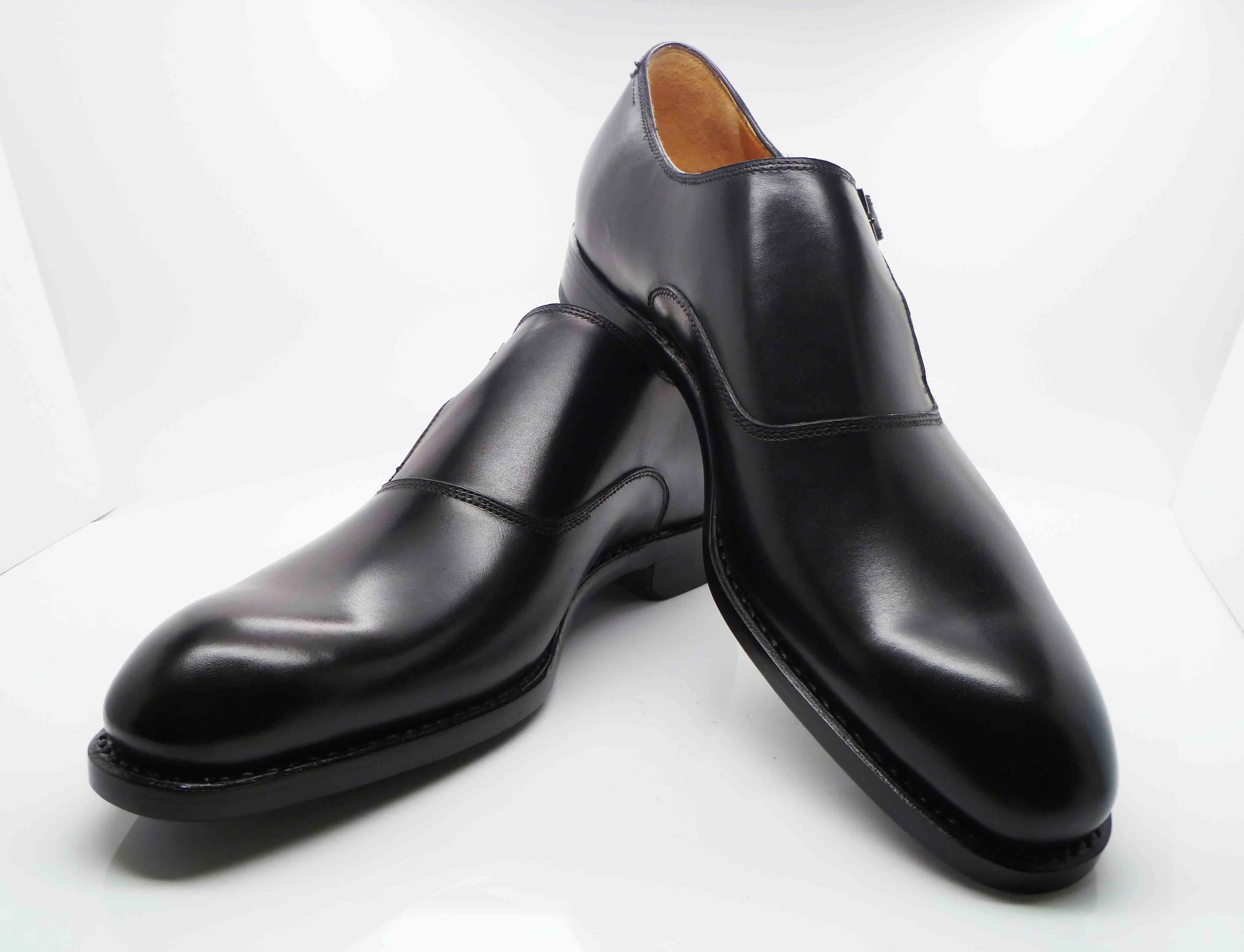 Burnished Calfskin "Fred" Monkstrap Black Versatile Shoes