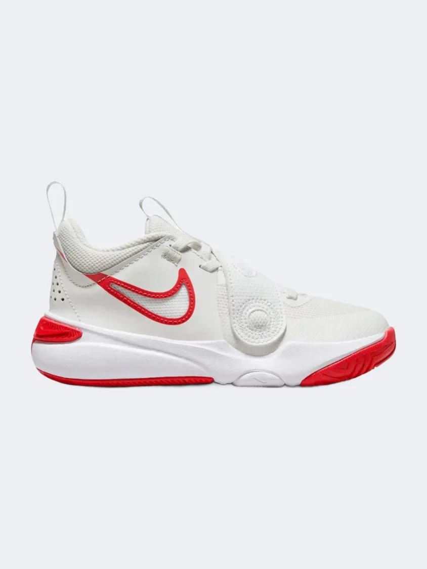 Deep Grip Game Fit Nike Team Hustle D 11 Ps-Boys Basketball Shoes White