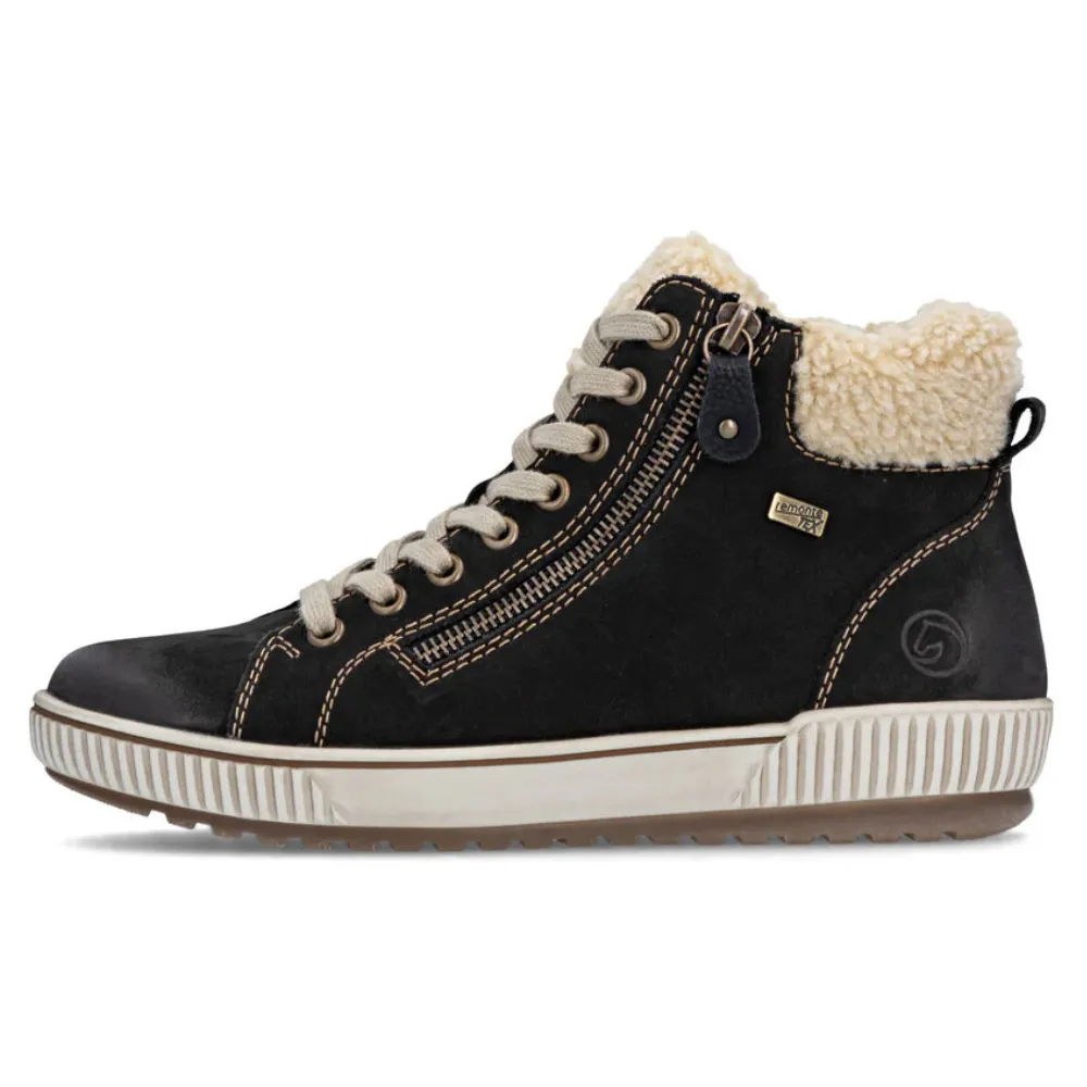 Remonte D0770 Maditta Black/Beige Sneaker-Boot (Women's) Frost Tread Windproof Style