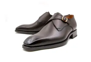 Reinforced Sides Orthopedic Support "Edward Sr." Burnished Calfskin Monkstrap Shoe Brown