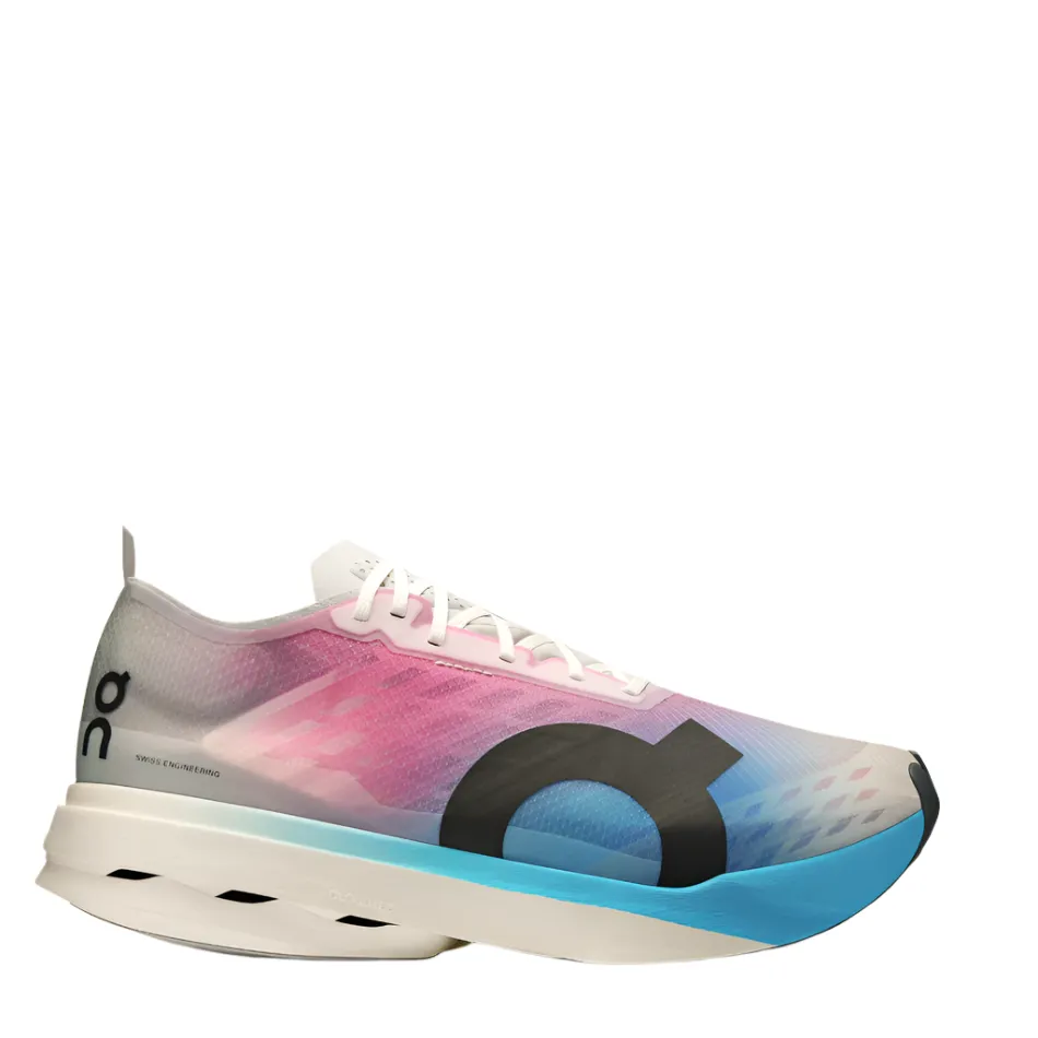 On Men's Cloudboom Strike Running Shoes in White/Horizon AW25 running for a form of meditation running in a kelp forest area shoes