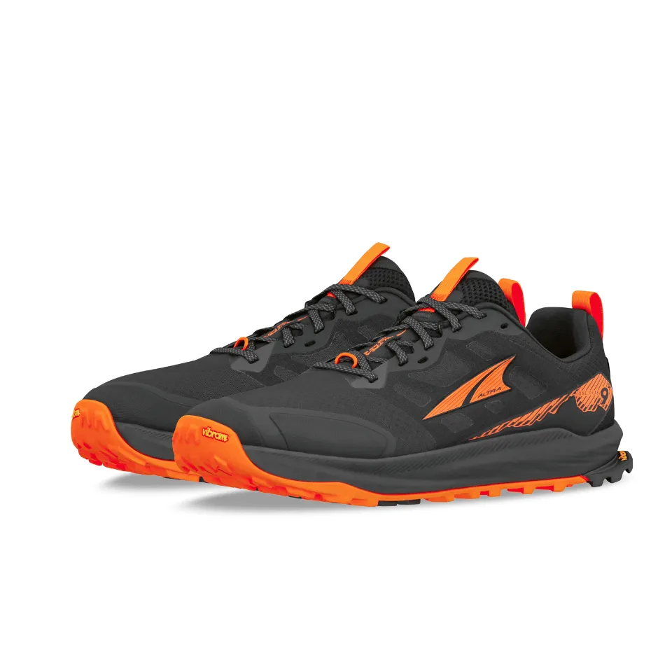Altra Men's Lone Peak 9   Trail Running Shoes in Black/Orange SS25 non - branded running shoes