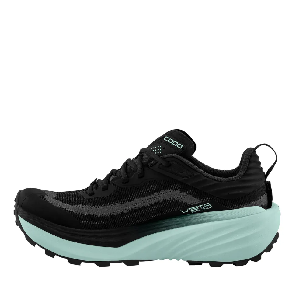Topo Women's Vista Running Shoes in Black/Mint AW25 wide - toe - box running shoes