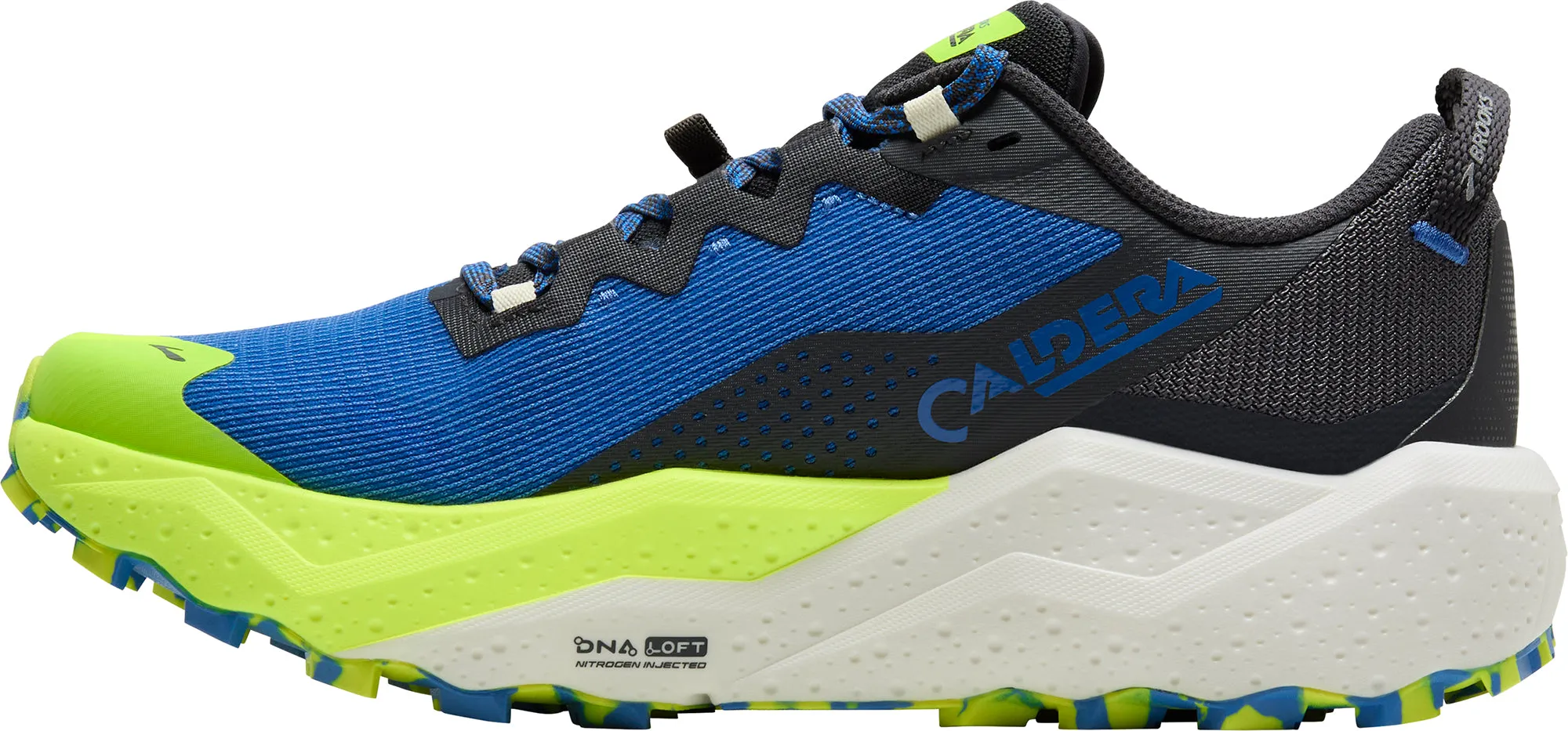 Brooks Caldera 8 Mens Trail Running Shoes - Blue Heel structure stabilizes landings and push-offs Tread Pattern