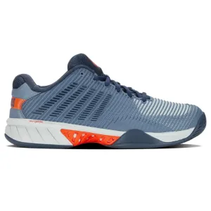 K Swiss Hypercourt Express 2 AC Mens Tennis Shoes - Winward Orion Blue / Scarlet Ibis Soft Toe Box Mobility Focus