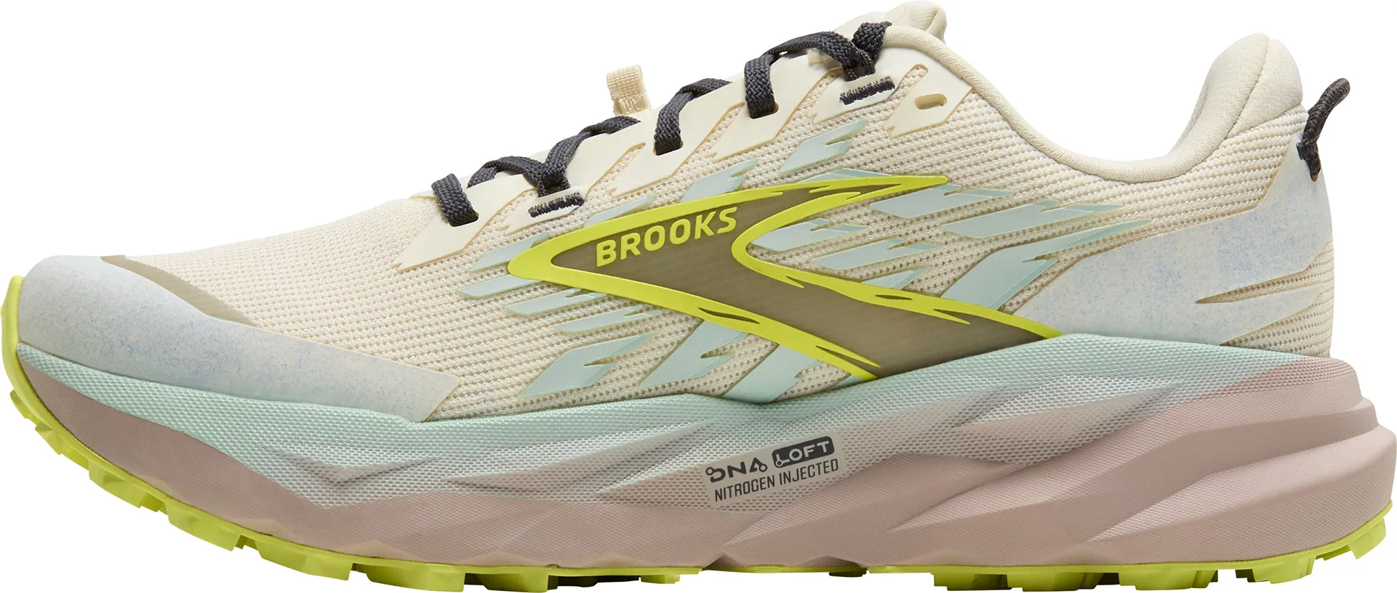 Brooks Cascadia 19 Womens Trail Running Shoes - Cream Comfortable Footbed Fitness Friendly