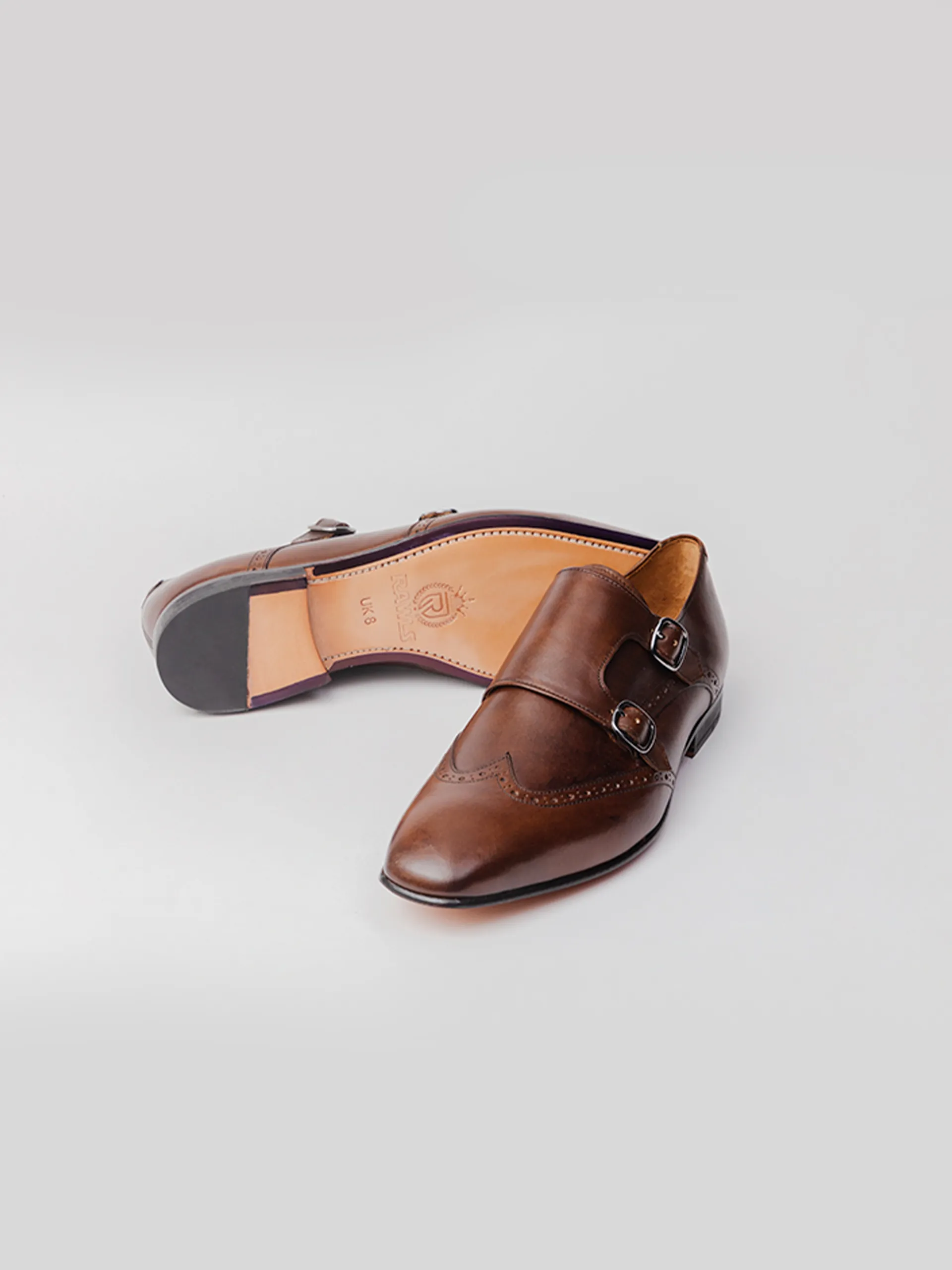 Fashionable Look Connor Wingtip Monk straps - Dark Brown